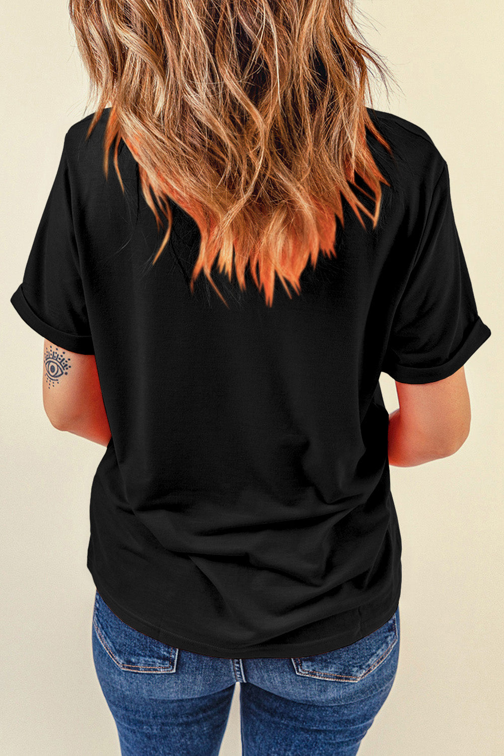 Baseball Rhinestone Heart Round Neck Short Sleeve T-Shirt