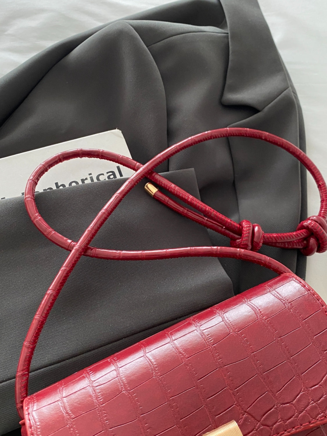 Kelly Leather Texture Crossbody Bag