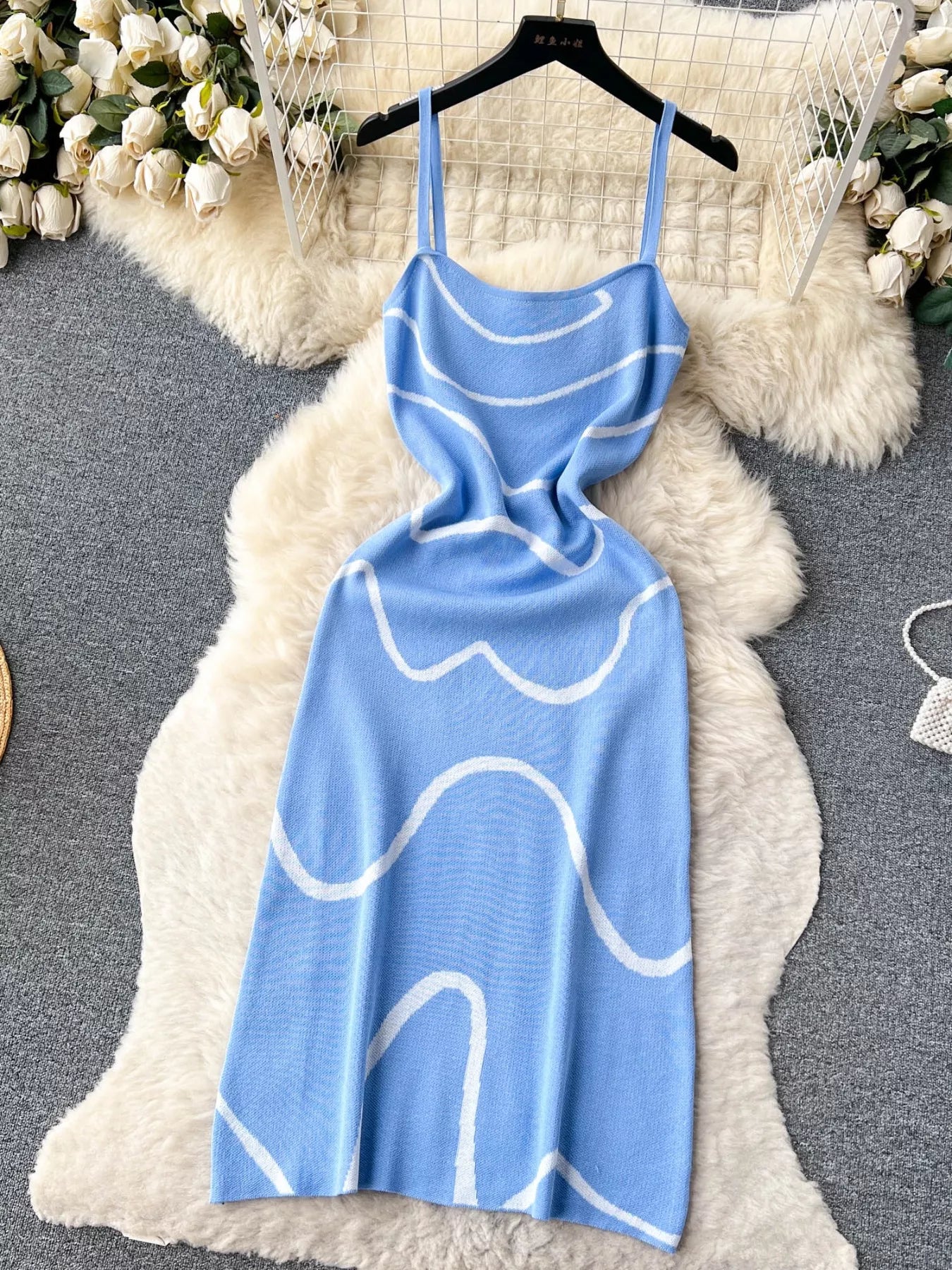 wave pattern knit dress Midi – The Pink Room no_time_frame