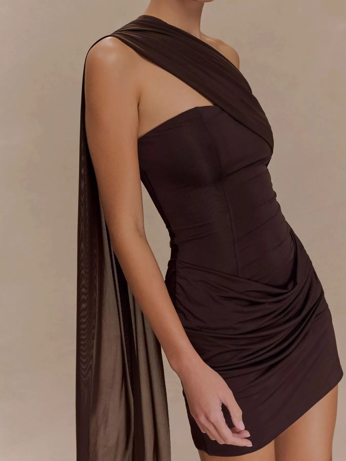 Asymmetrical One-Shoulder Ruched Mini Dress The Pink Room Asymmetrical One-Shoulder Ruched Mini Dress The Pink Room