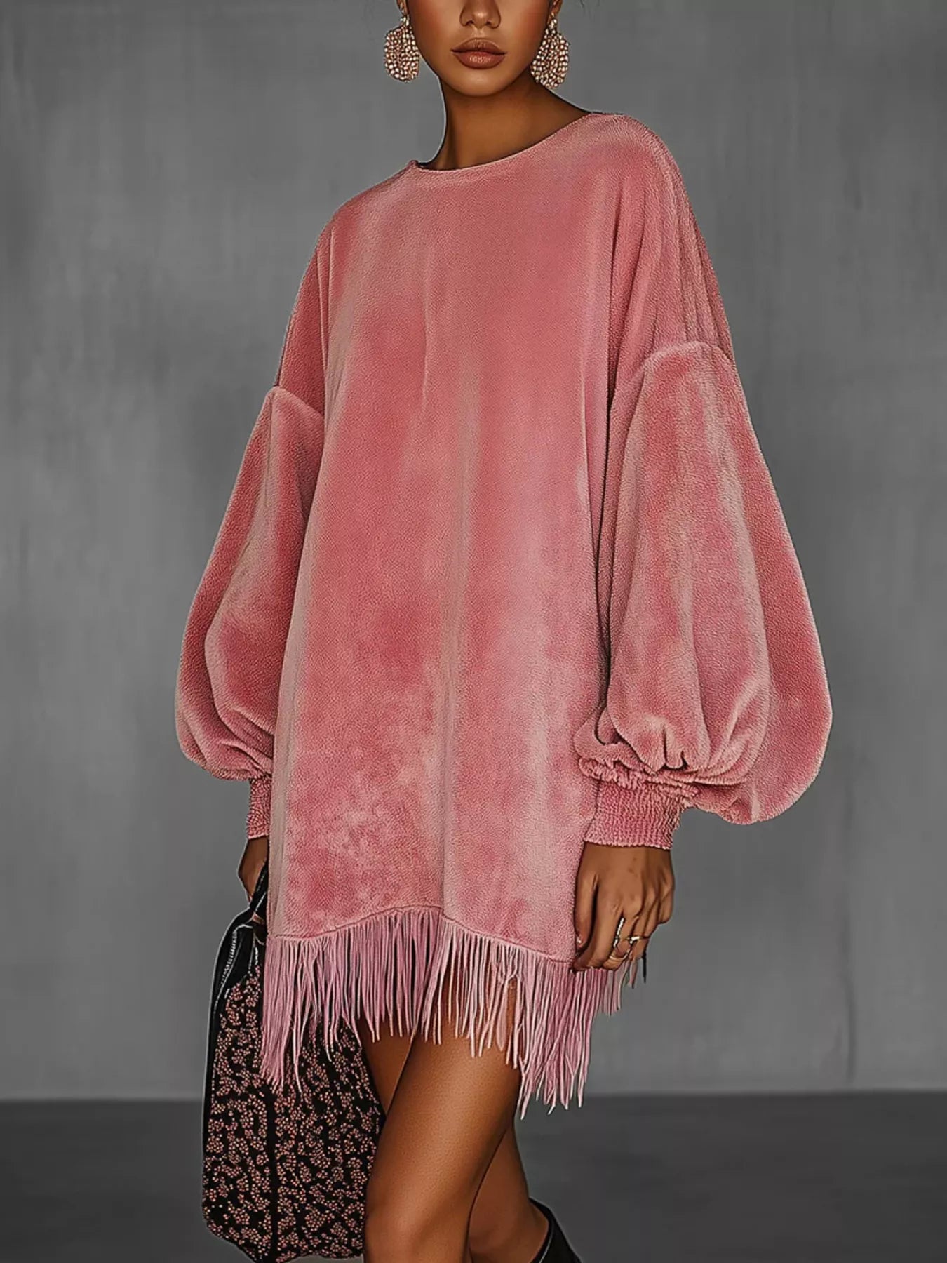 Velvet Fringe Hem Mini Dress – The Pink Room