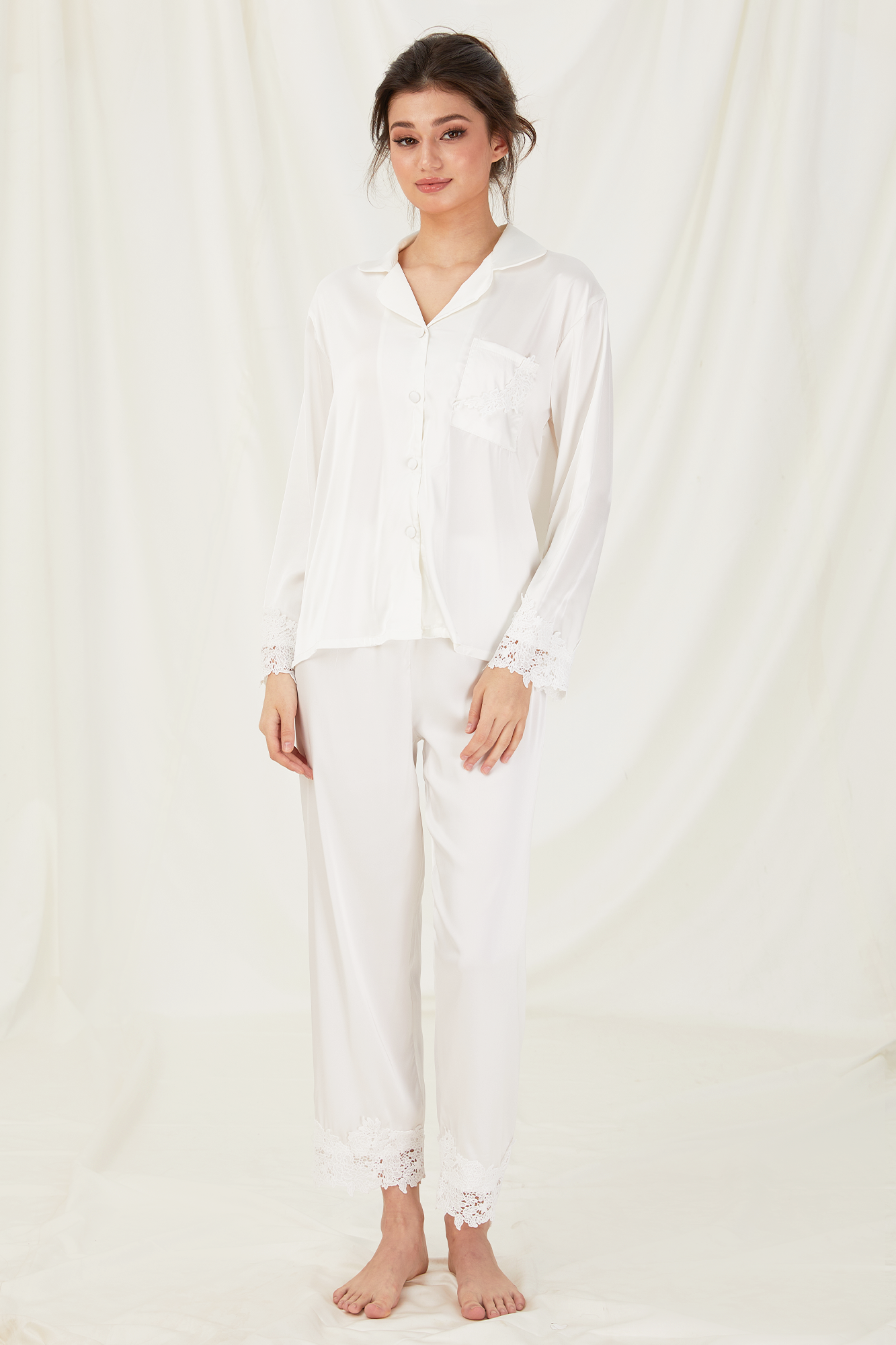 Bridal Sleepwear with White Lace Details