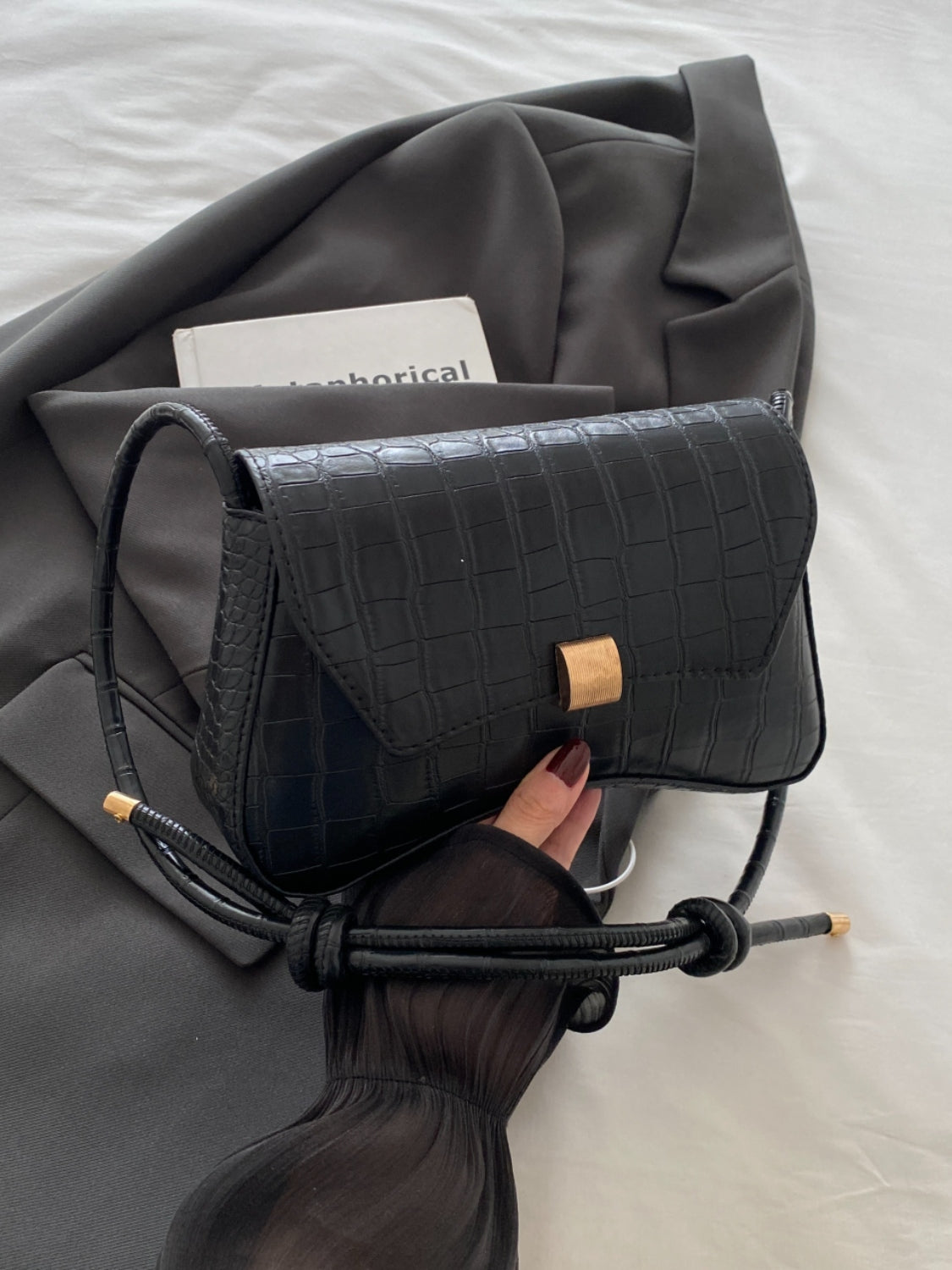 Kelly Leather Texture Crossbody Bag