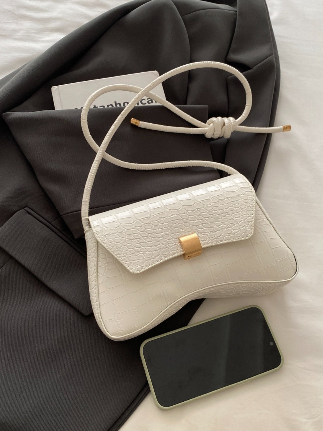 Kelly Leather Texture Crossbody Bag