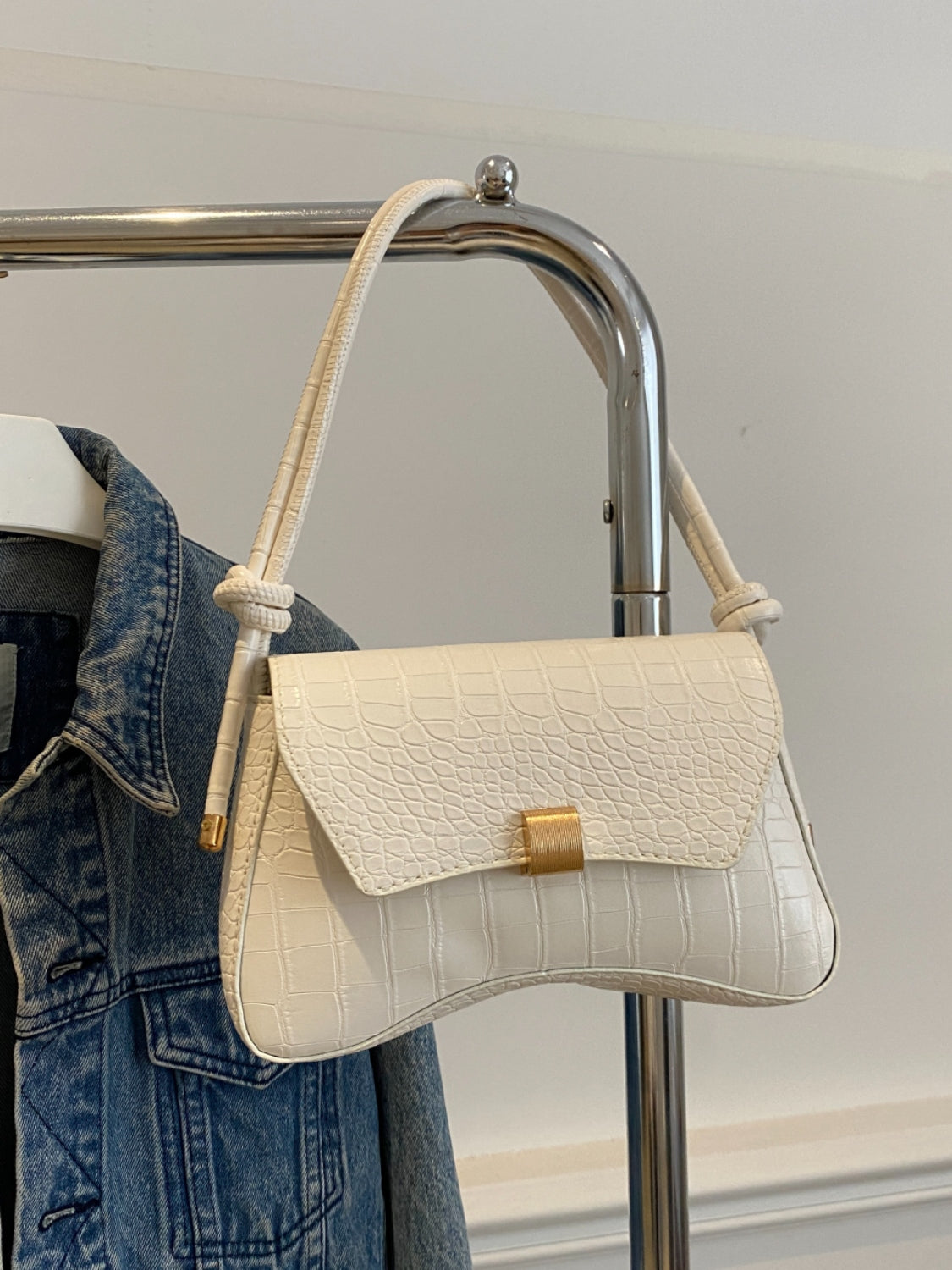 Kelly Leather Texture Crossbody Bag