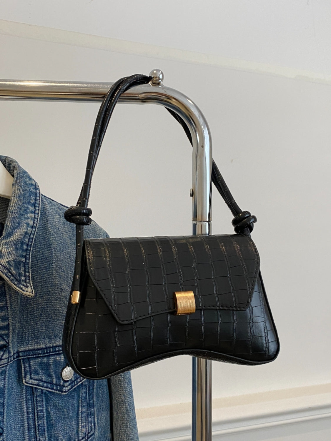 Kelly Leather Texture Crossbody Bag