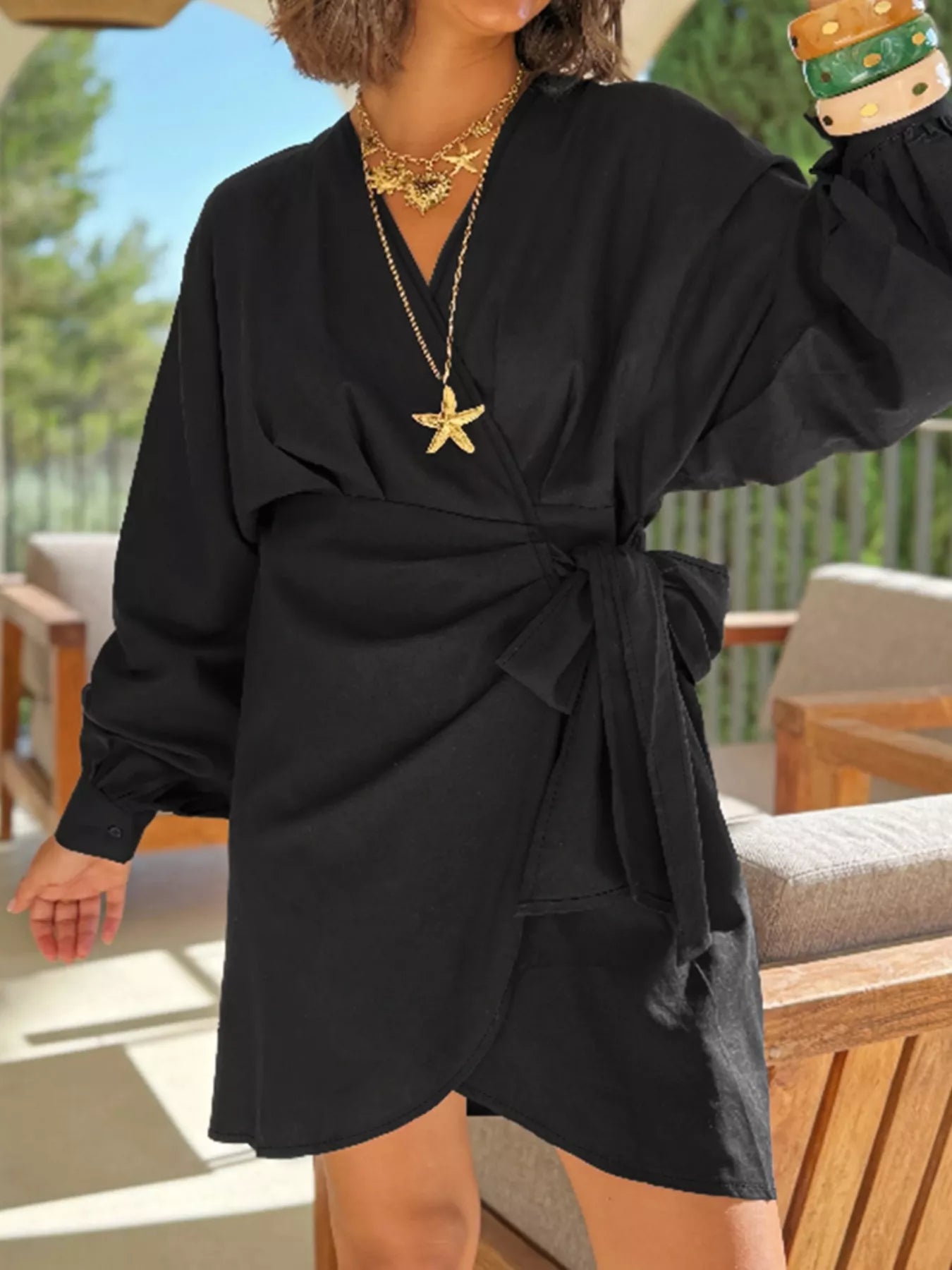 mini plus size wrap dress Plus Size Surplice Long Sleeve Wrap Mini Dress – The Pink Room