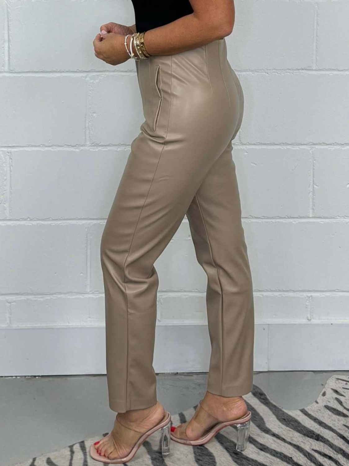 Full Size High Waist Straight Pants (Plus Size Available)