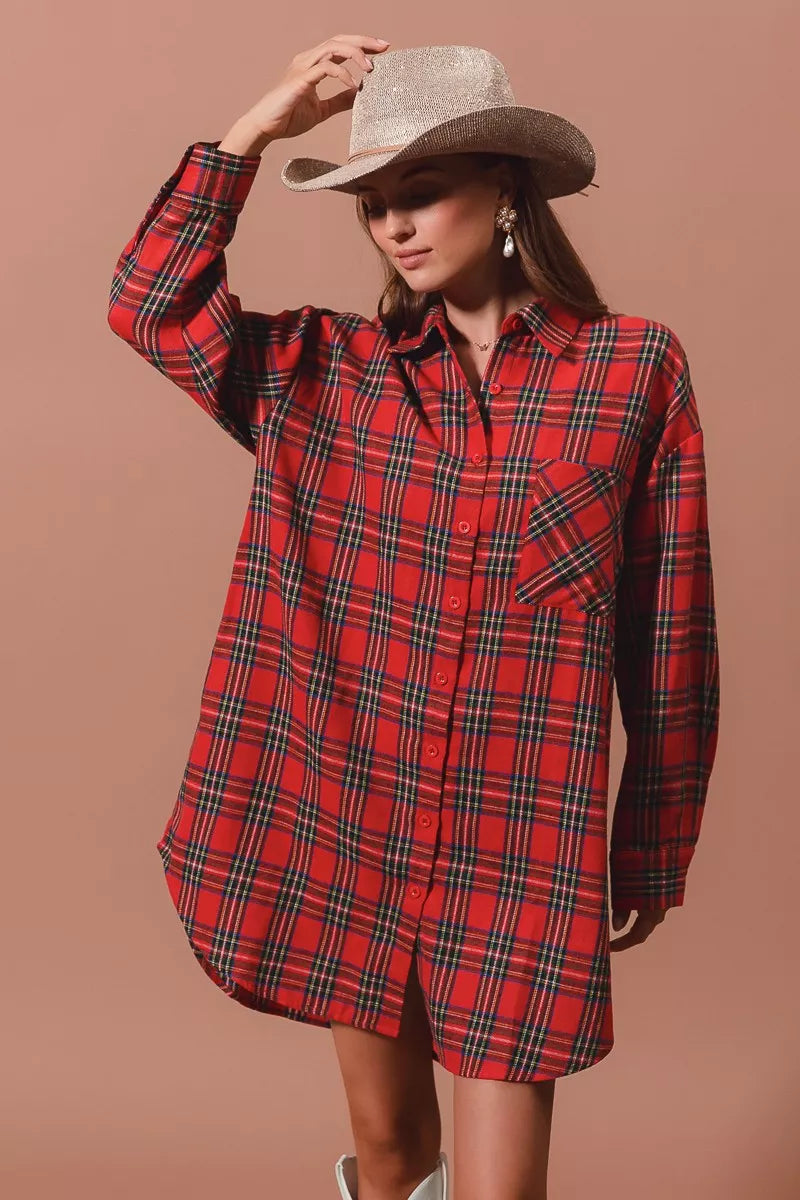 christmas plaid shirt dress Red Winter Dress, Christmas Dress For Women, Holiday Tartan Dress, Red Plaid Dress, Red Shirt Dress, Photoshoot Dress, Xmas Party Dress