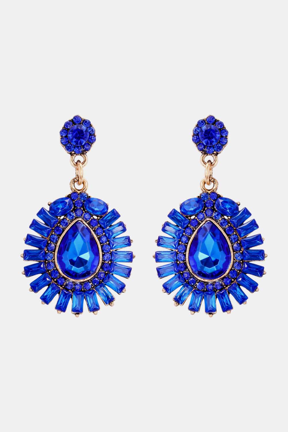 Teardrop Shape Glass Stone Dangle Earrings