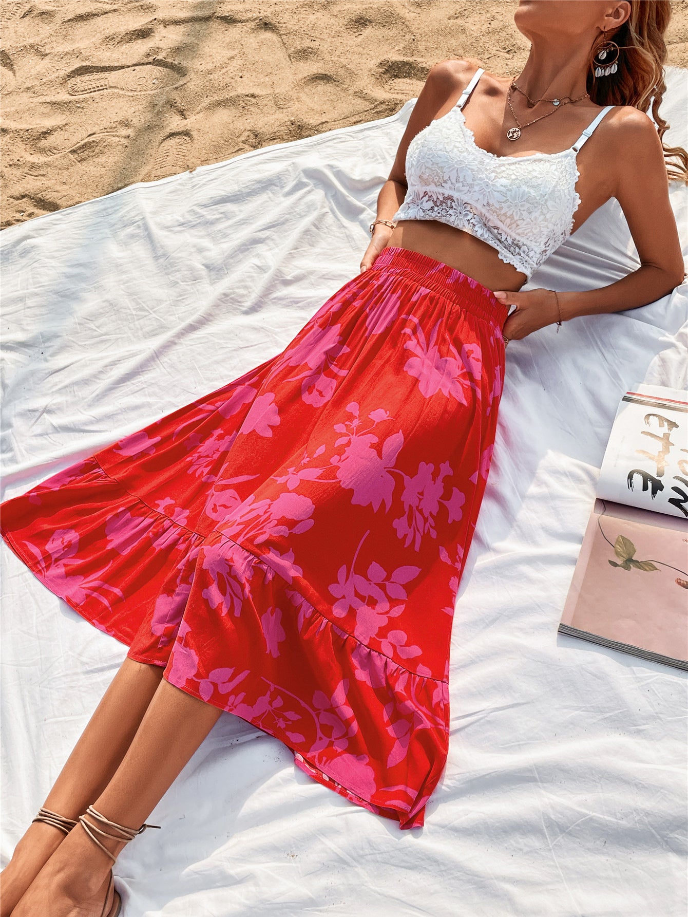 Scarlett Printed Elastic Waist Skirt