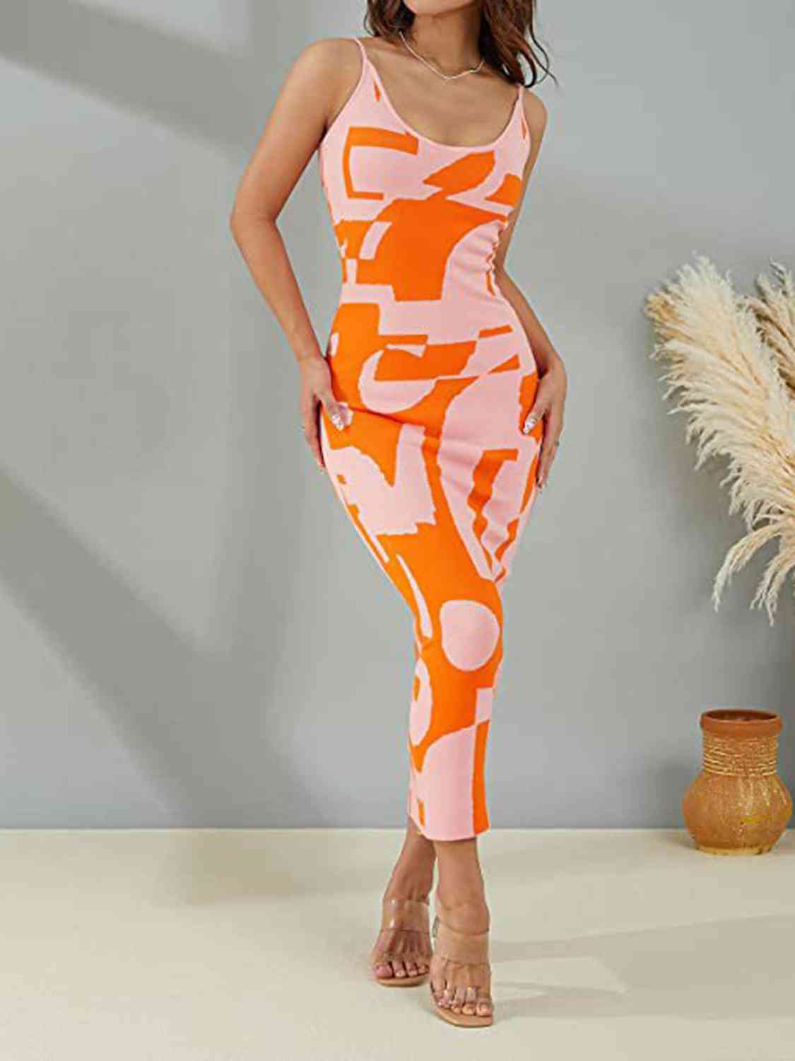Retro Spaghetti Strap Maxi Sweater Dress