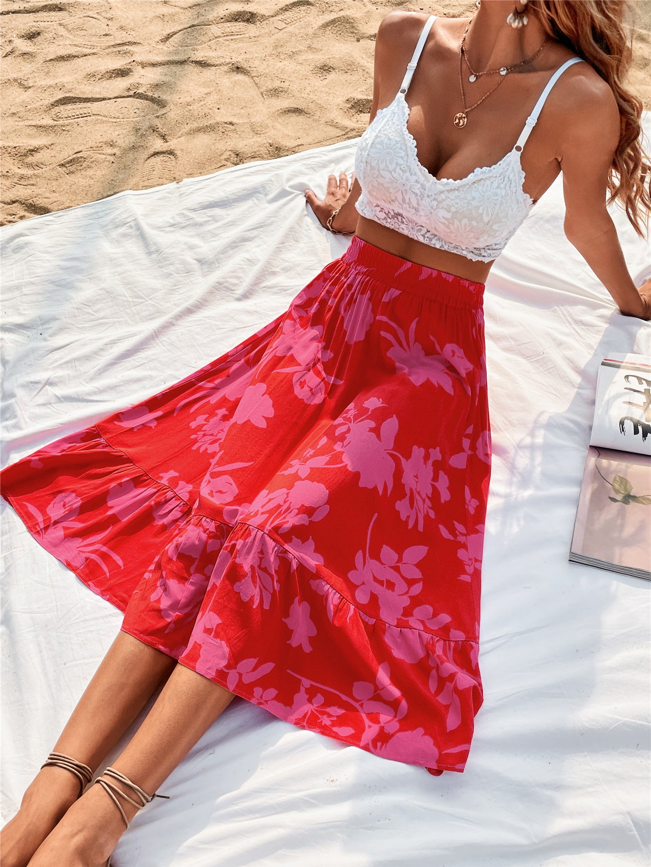 Scarlett Printed Elastic Waist Skirt
