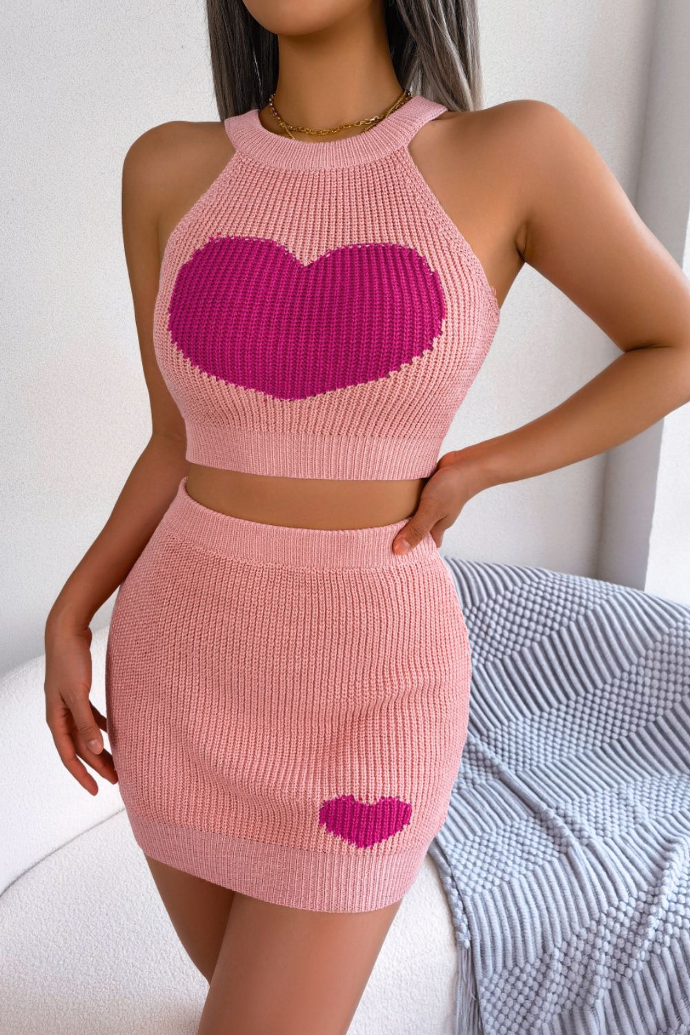 Cross my Heart Ribbed Knit Set