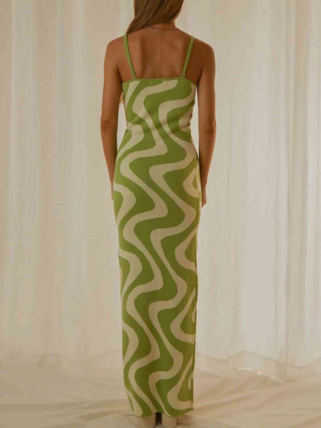 Retro Spaghetti Strap Maxi Sweater Dress