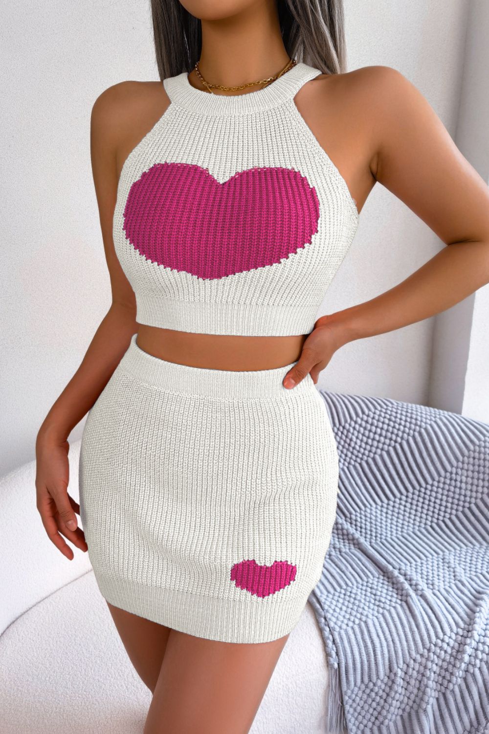 Cross my Heart Ribbed Knit Set