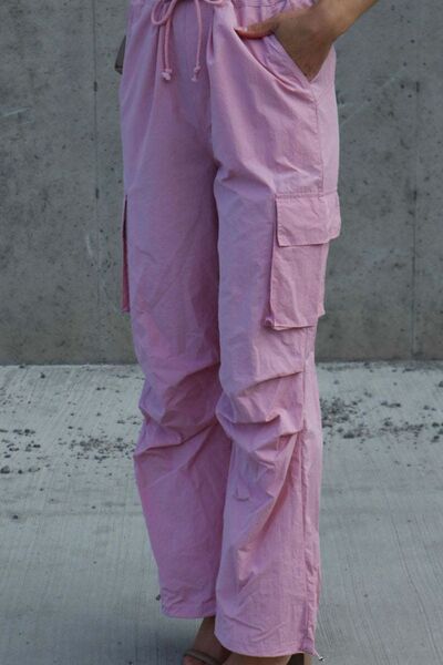 Jessie Drawstring Straight Pants with Pockets