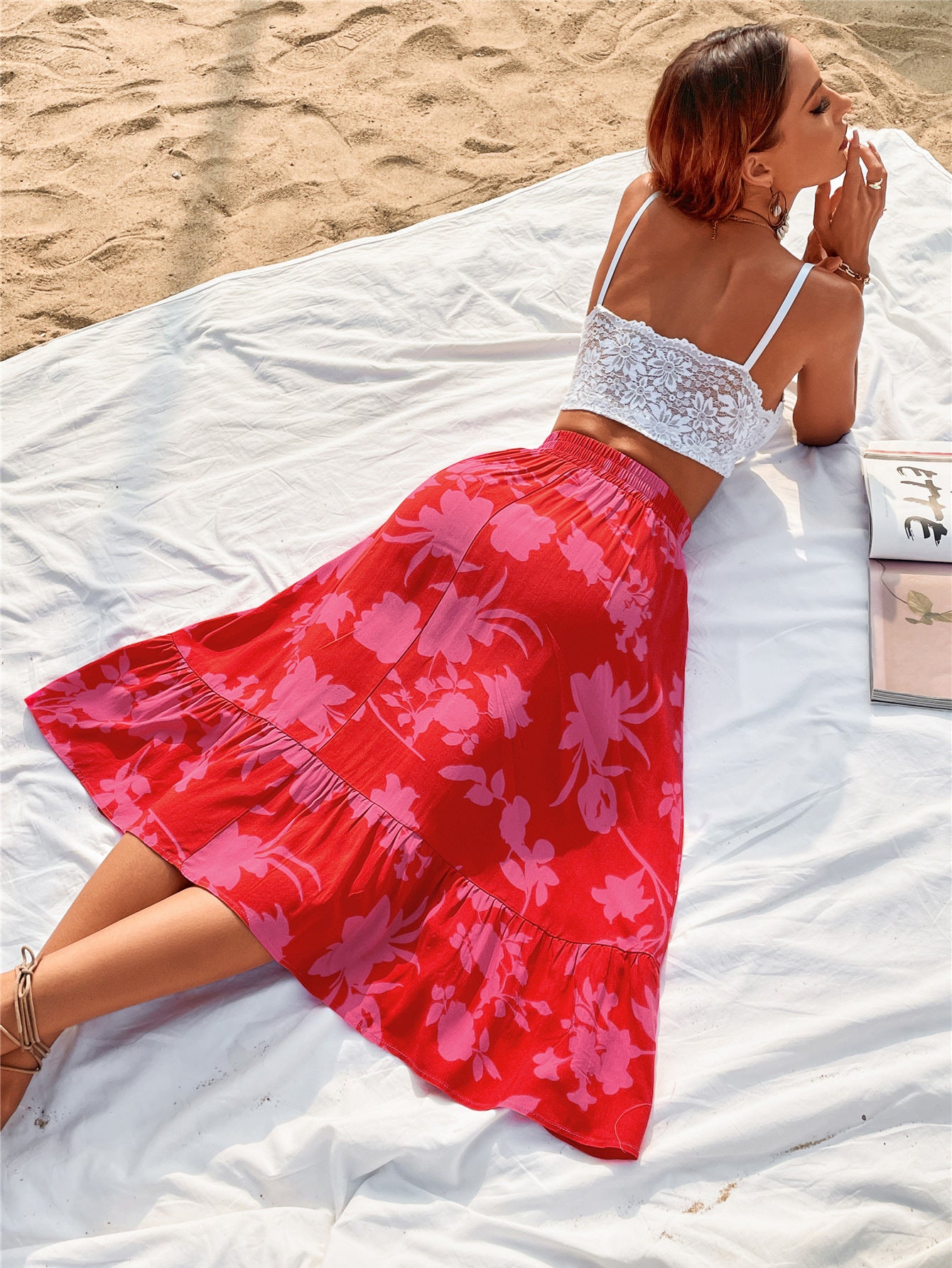 Scarlett Printed Elastic Waist Skirt
