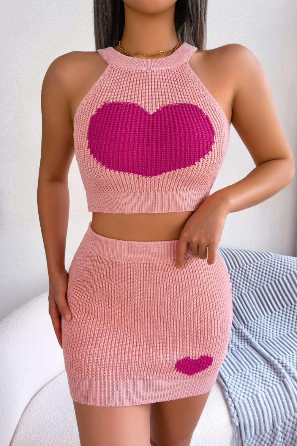 Cross my Heart Ribbed Knit Set