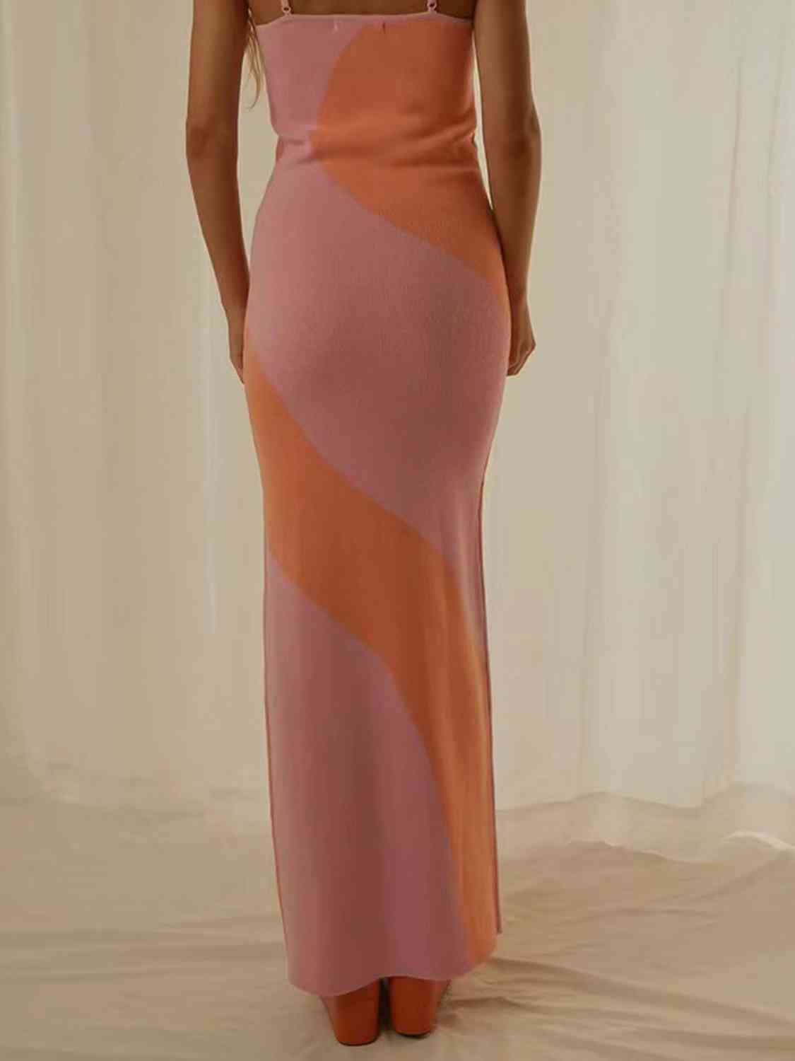 Retro Spaghetti Strap Maxi Sweater Dress