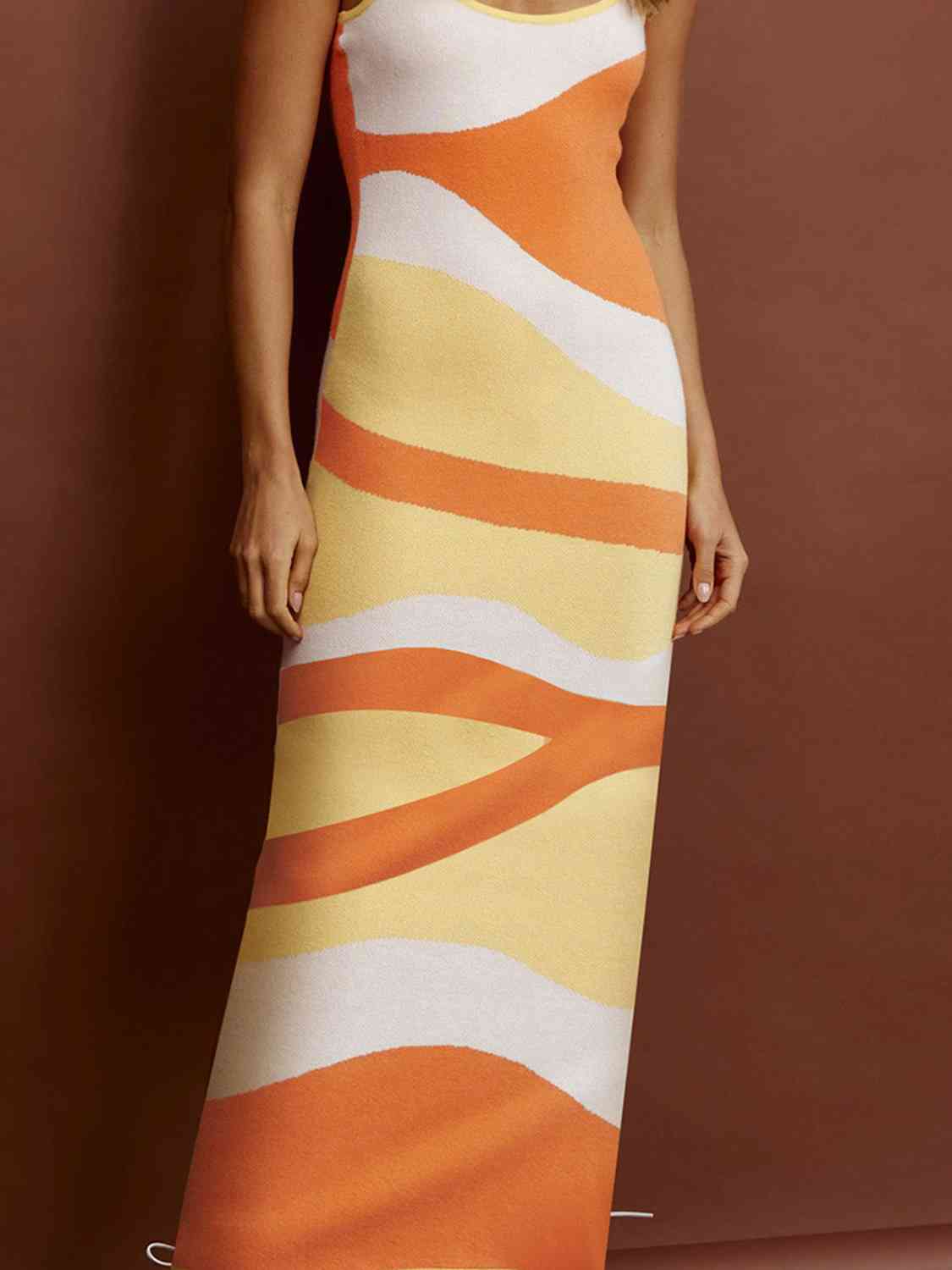 Retro Spaghetti Strap Maxi Sweater Dress