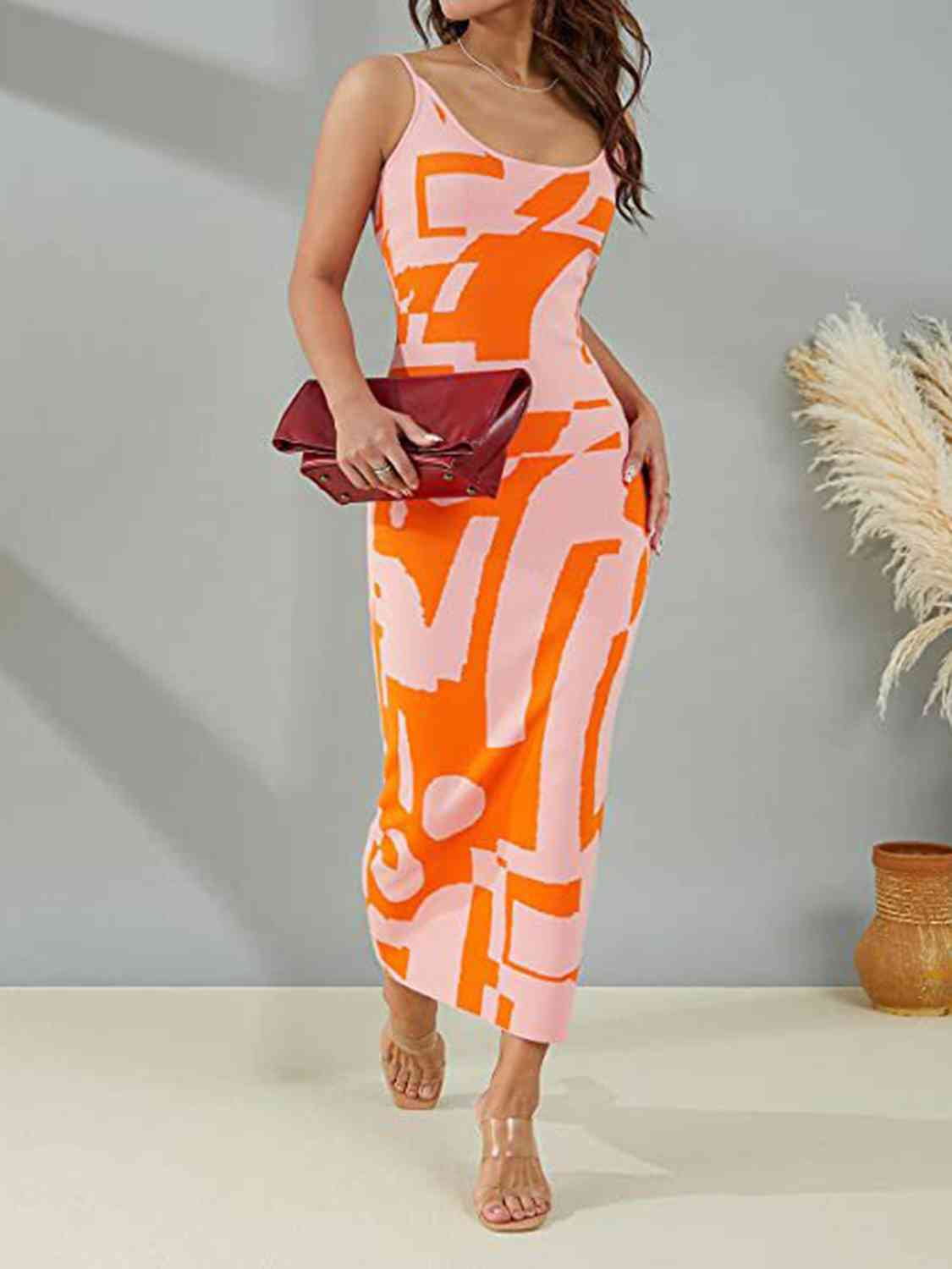 Retro Spaghetti Strap Maxi Sweater Dress