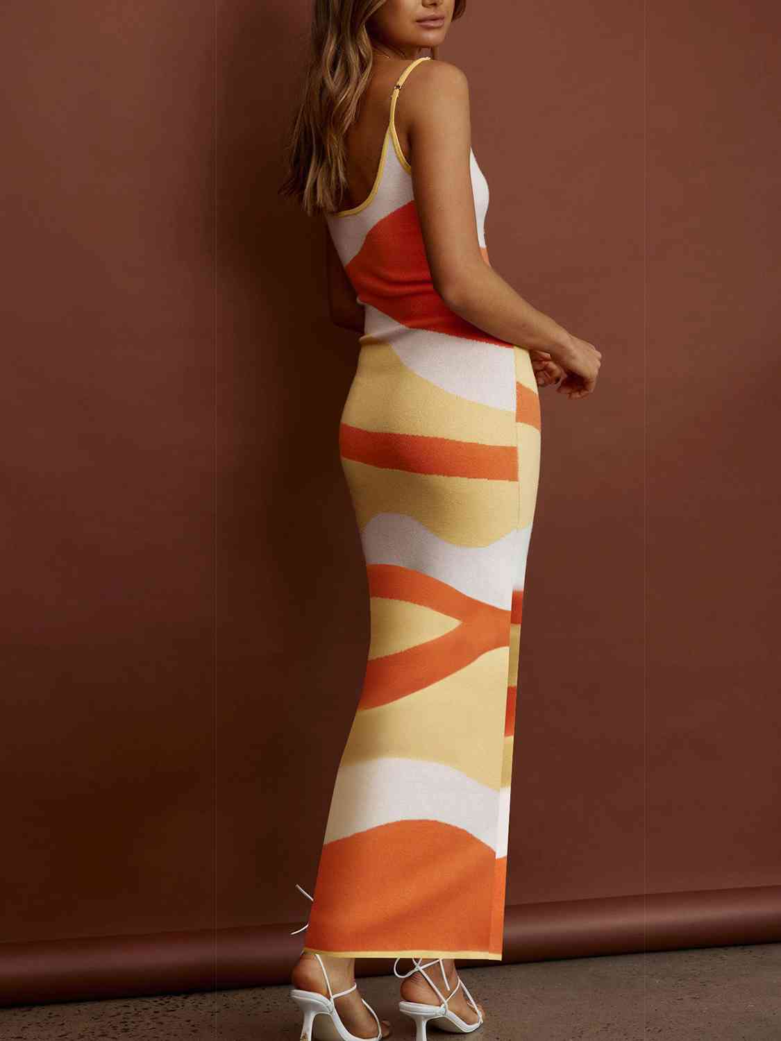 Retro Spaghetti Strap Maxi Sweater Dress