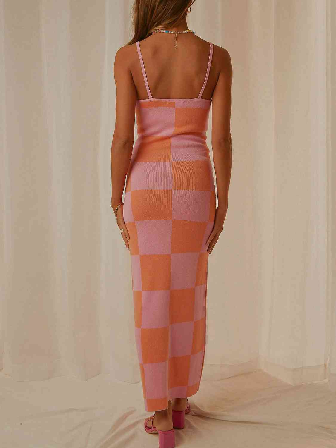 Retro Spaghetti Strap Maxi Sweater Dress