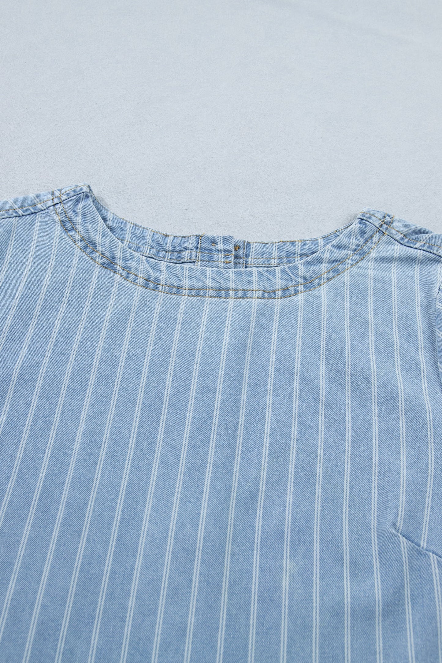 Stripe Denim Buttoned Back Mini T-Shirt Dress