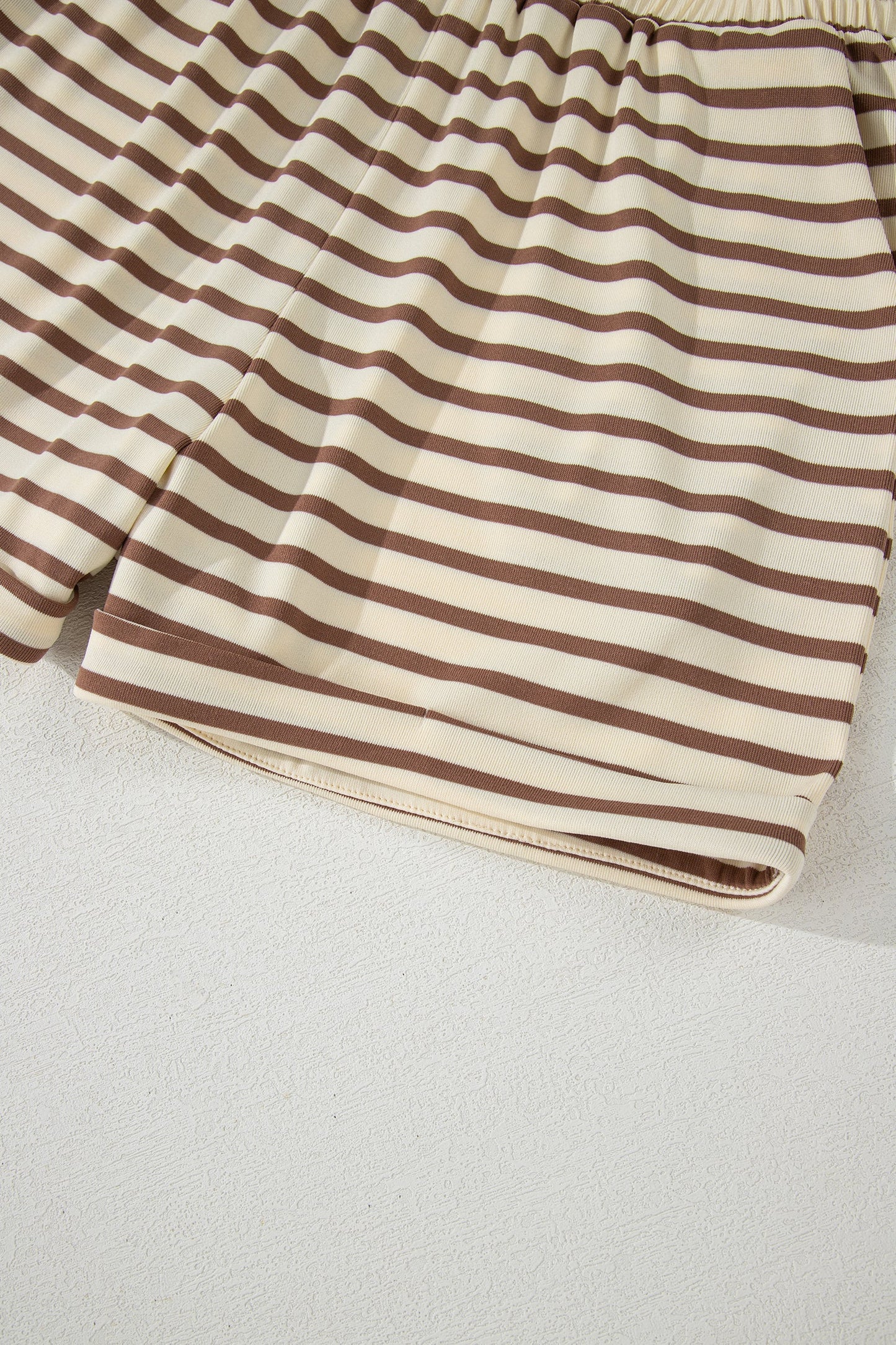 Stripe Cap Sleeve Henley Top & Shorts Set