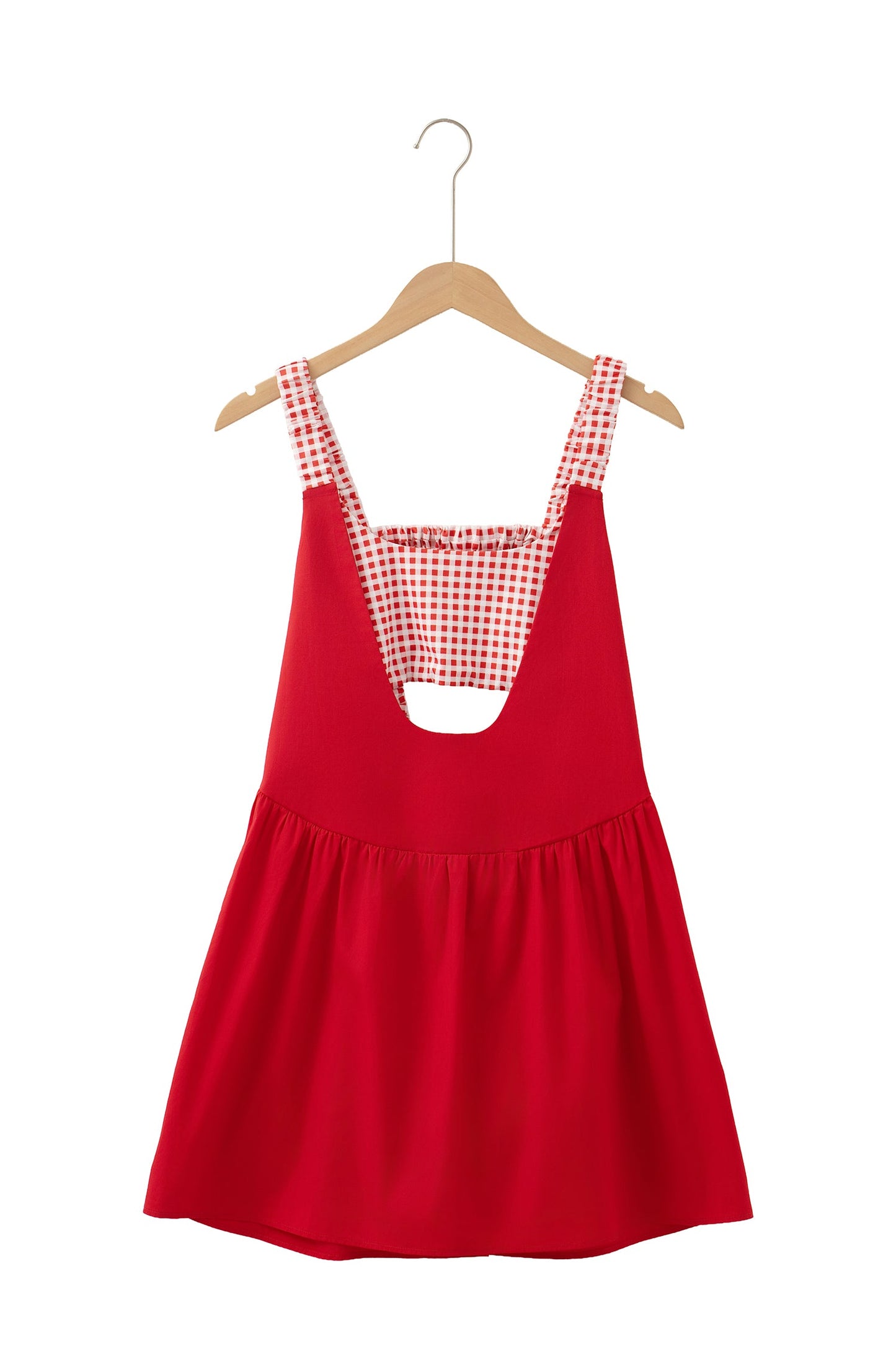 Gingham Patchwork Faux Two Piece Mini Dress