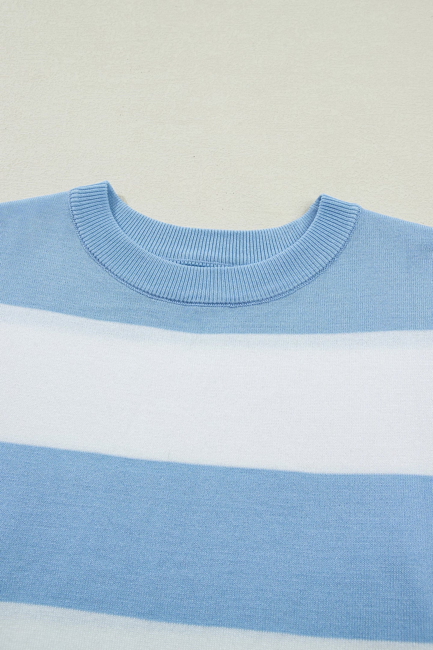 Stripe Colorblock Knitted Short Sleeve T-Shirt