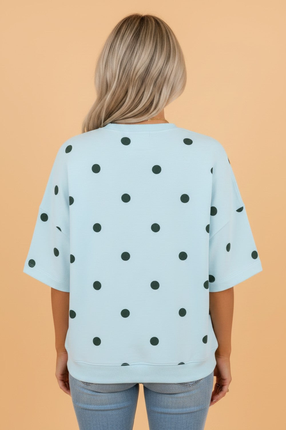 Retro Polka Dot Crossed Seam Oversize Tee
