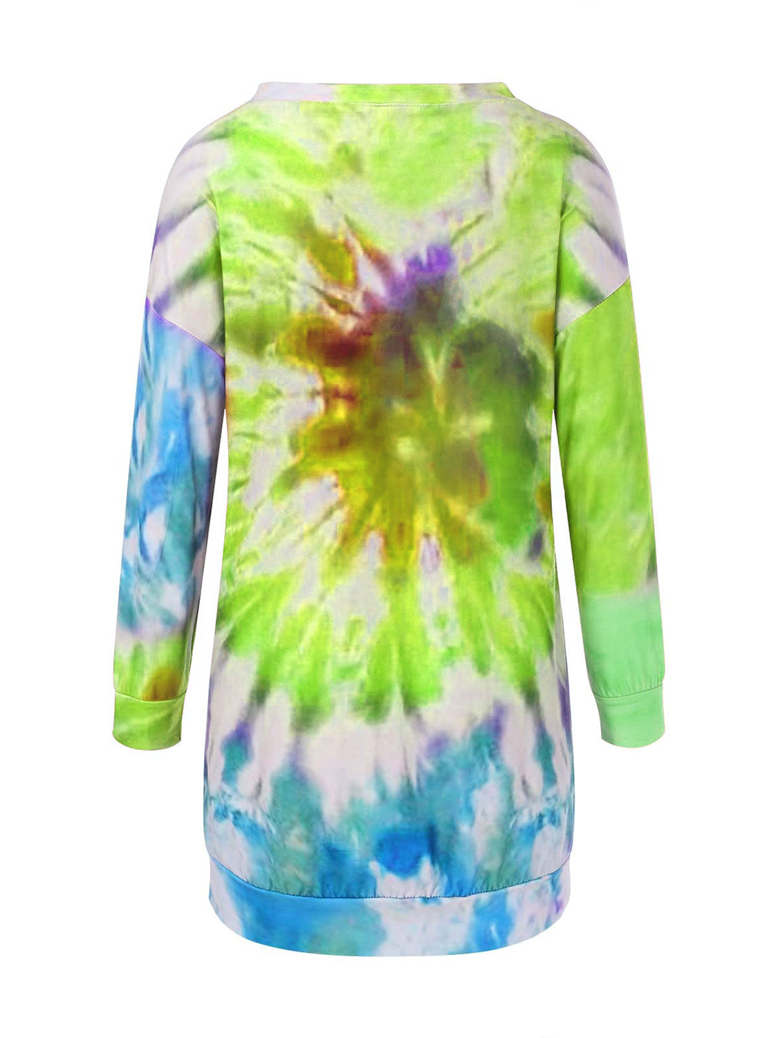 Tie-Dye Round Neck Long Sleeve Dress