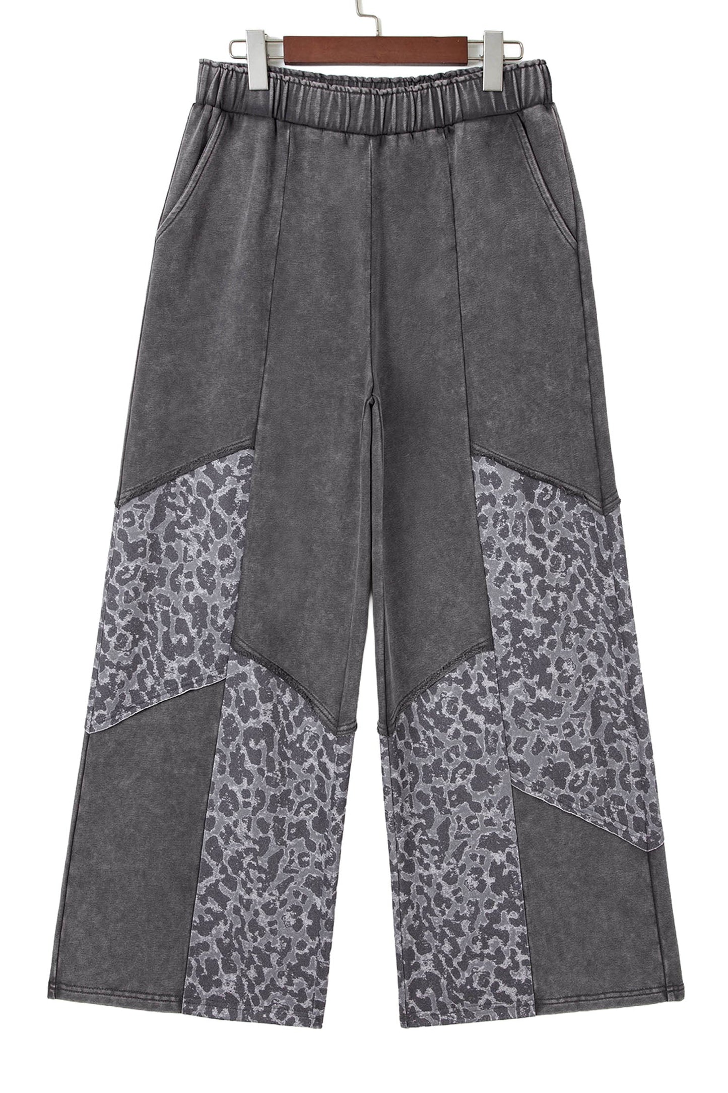 Leopard Patchwork Mineral Wash High Waist Pants