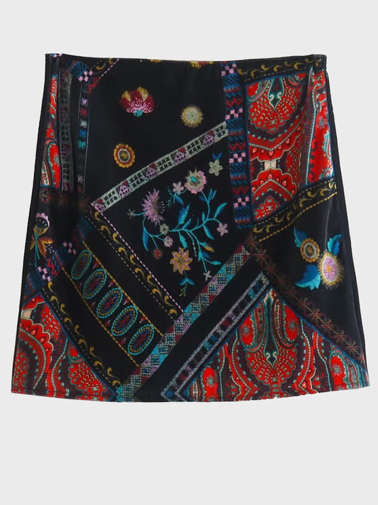 Printed Zip Mini Skirt