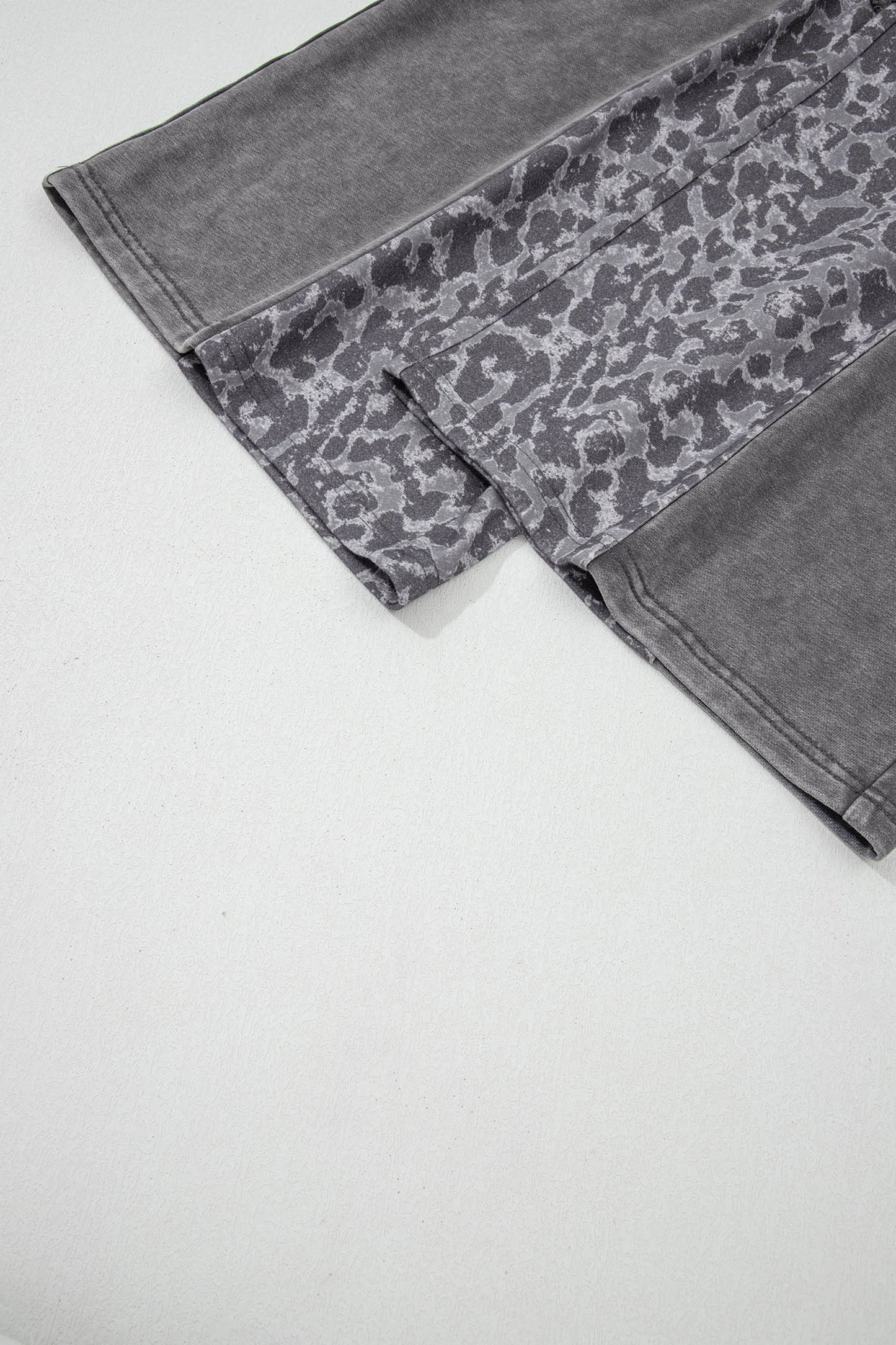 Leopard Patchwork Mineral Wash High Waist Pants