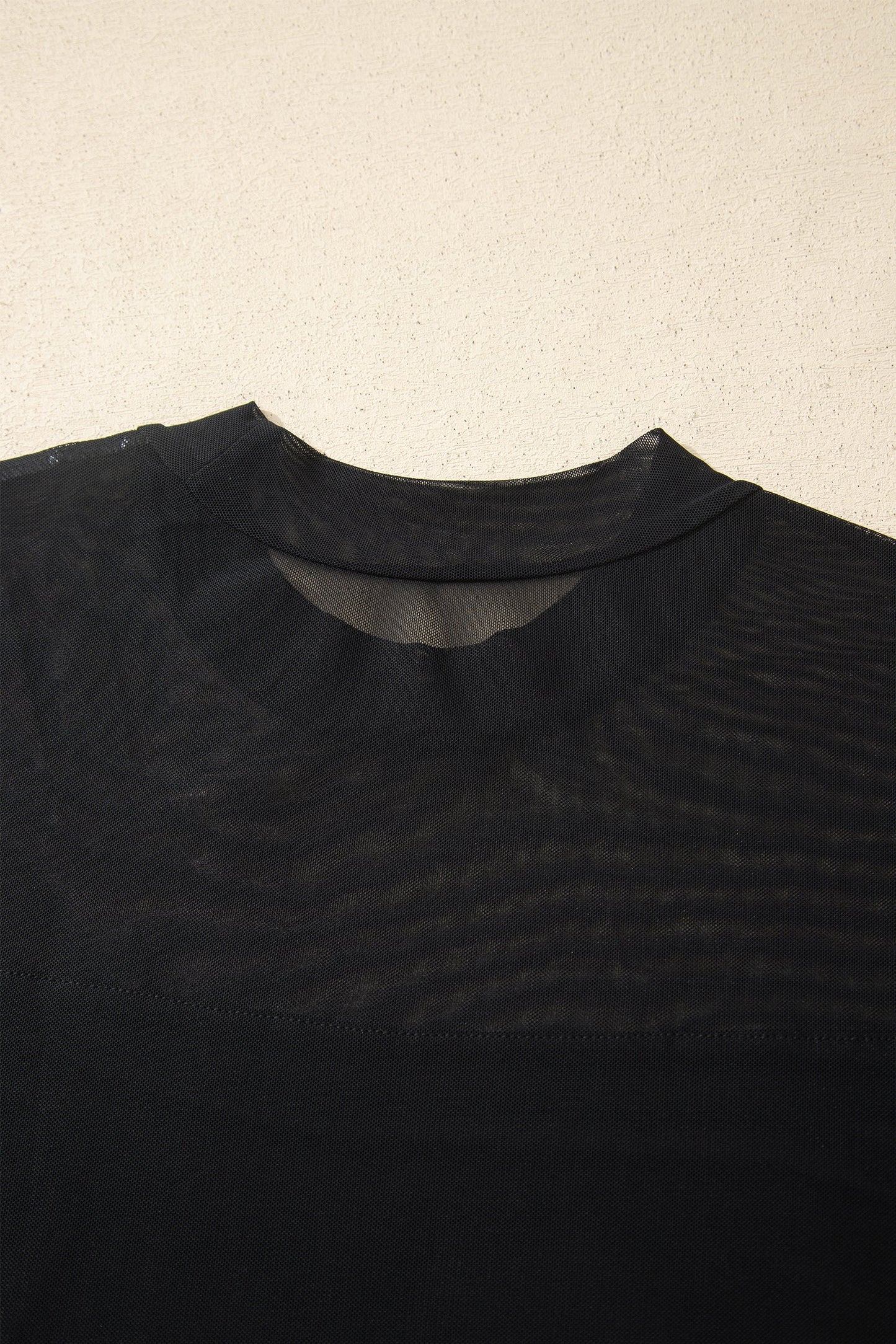 Plus Size Sheer Mesh Panel Short Sleeve Top