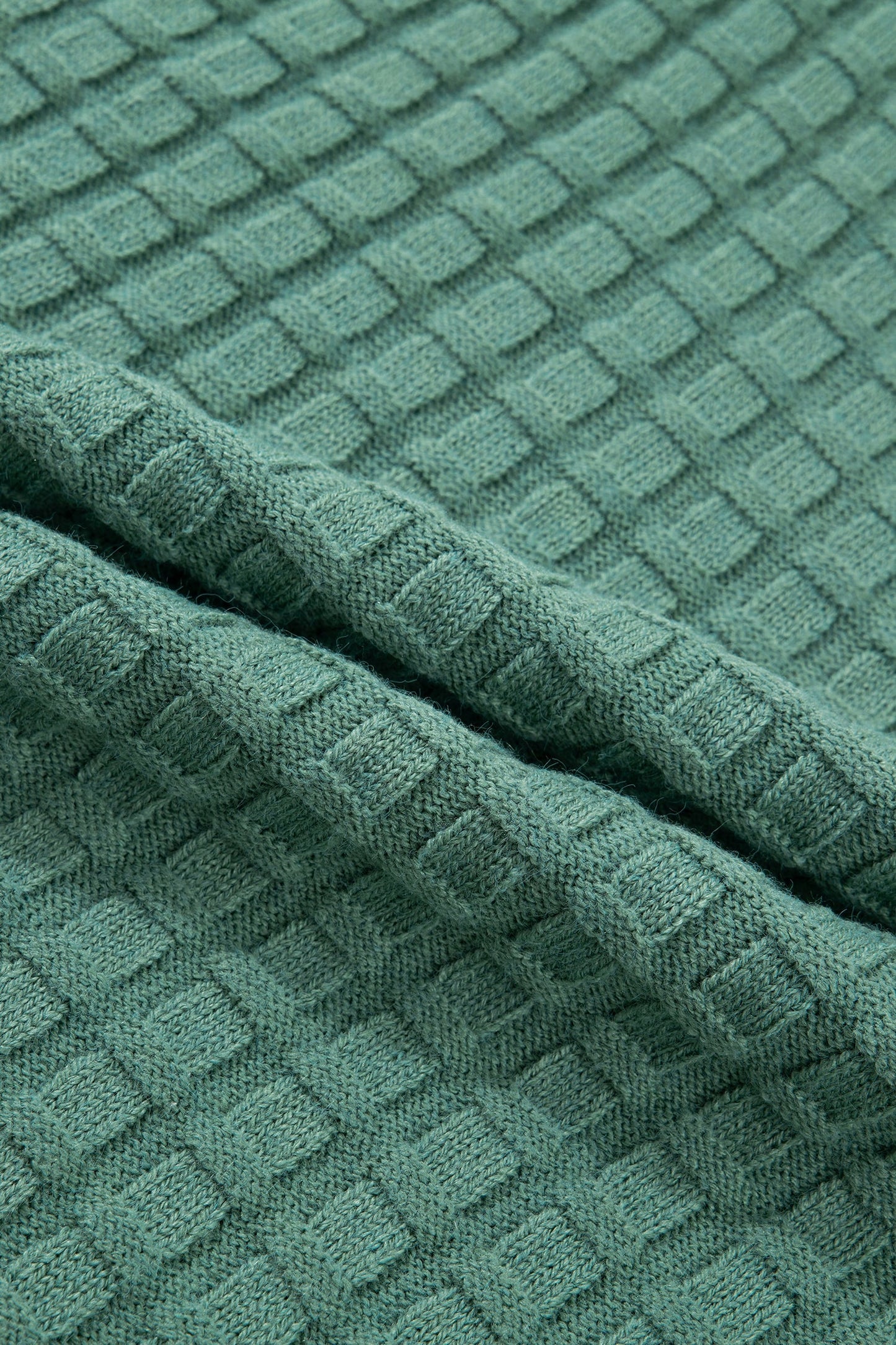 Plus Size Solid Textured Knit Short Sleeve Sweater