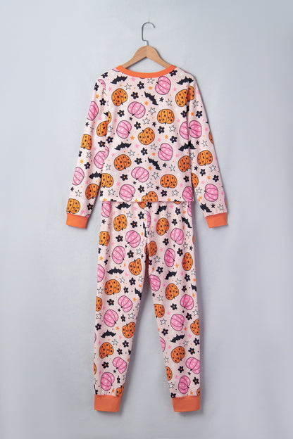 Halloween Pumpkin Long Sleeve Top & Pants Lounge Set