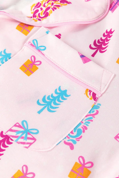 Pink Christmas Printed Lounge Dress