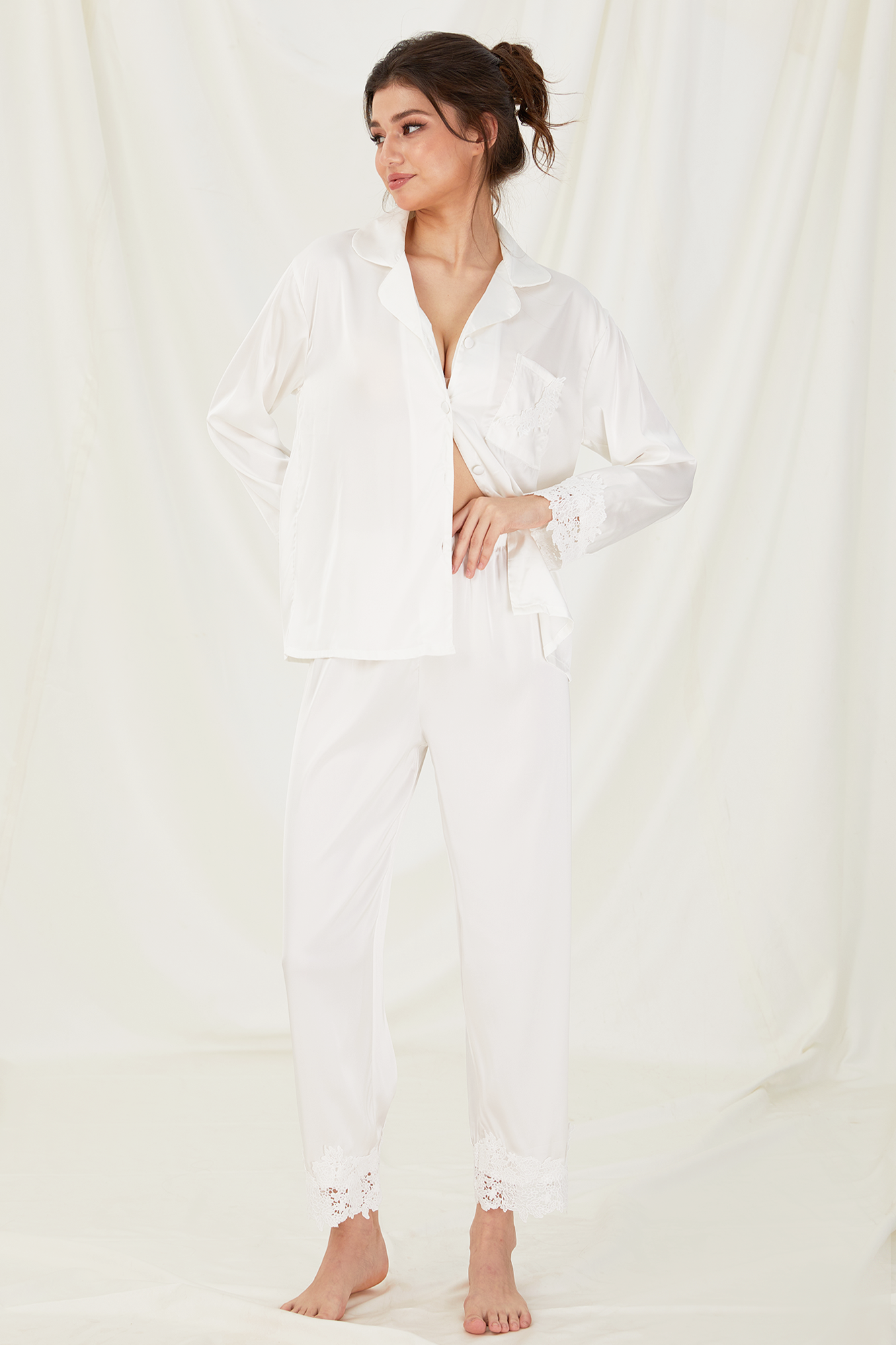 Bridal Sleepwear with White Lace Details