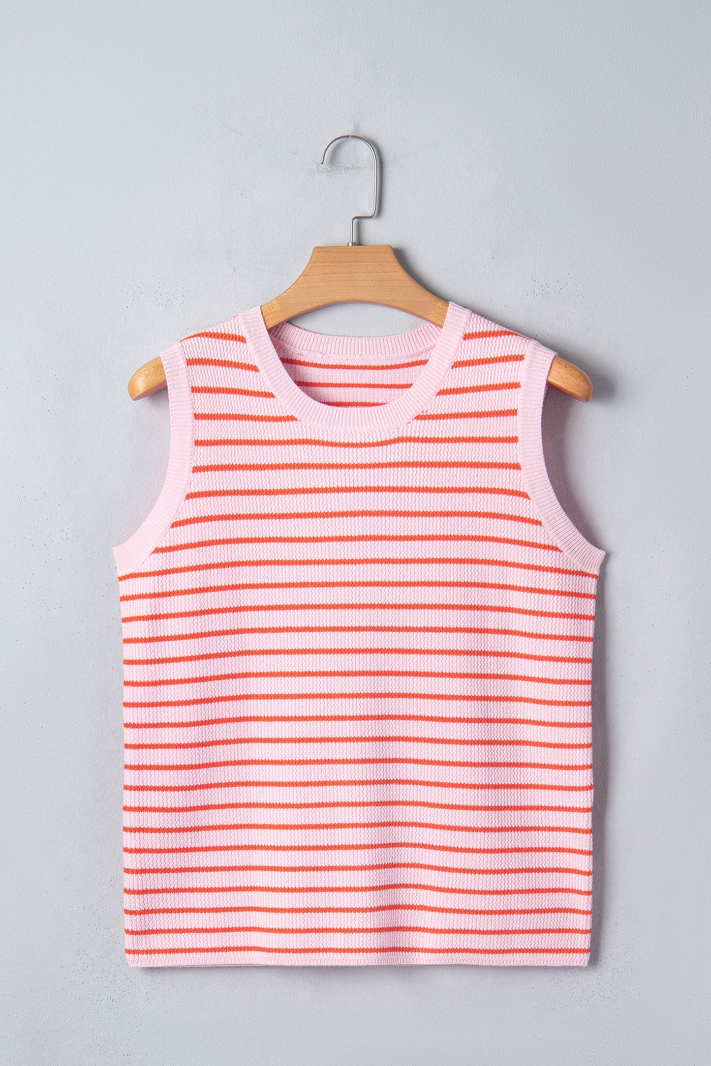 Stripe Textured Knit Sleeveless Sweater Top