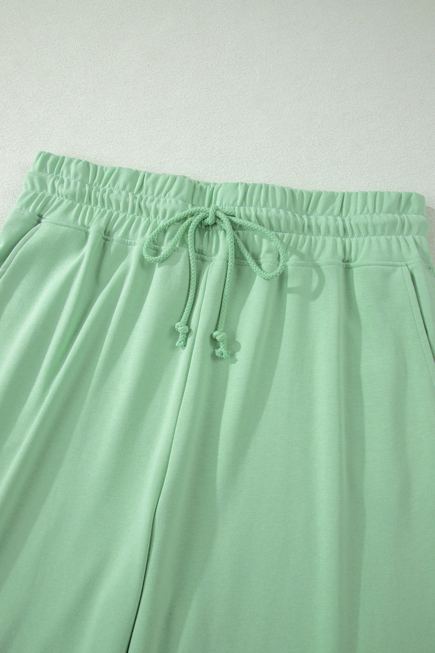 Plus Size Solid Top & Drawstring Pants Set