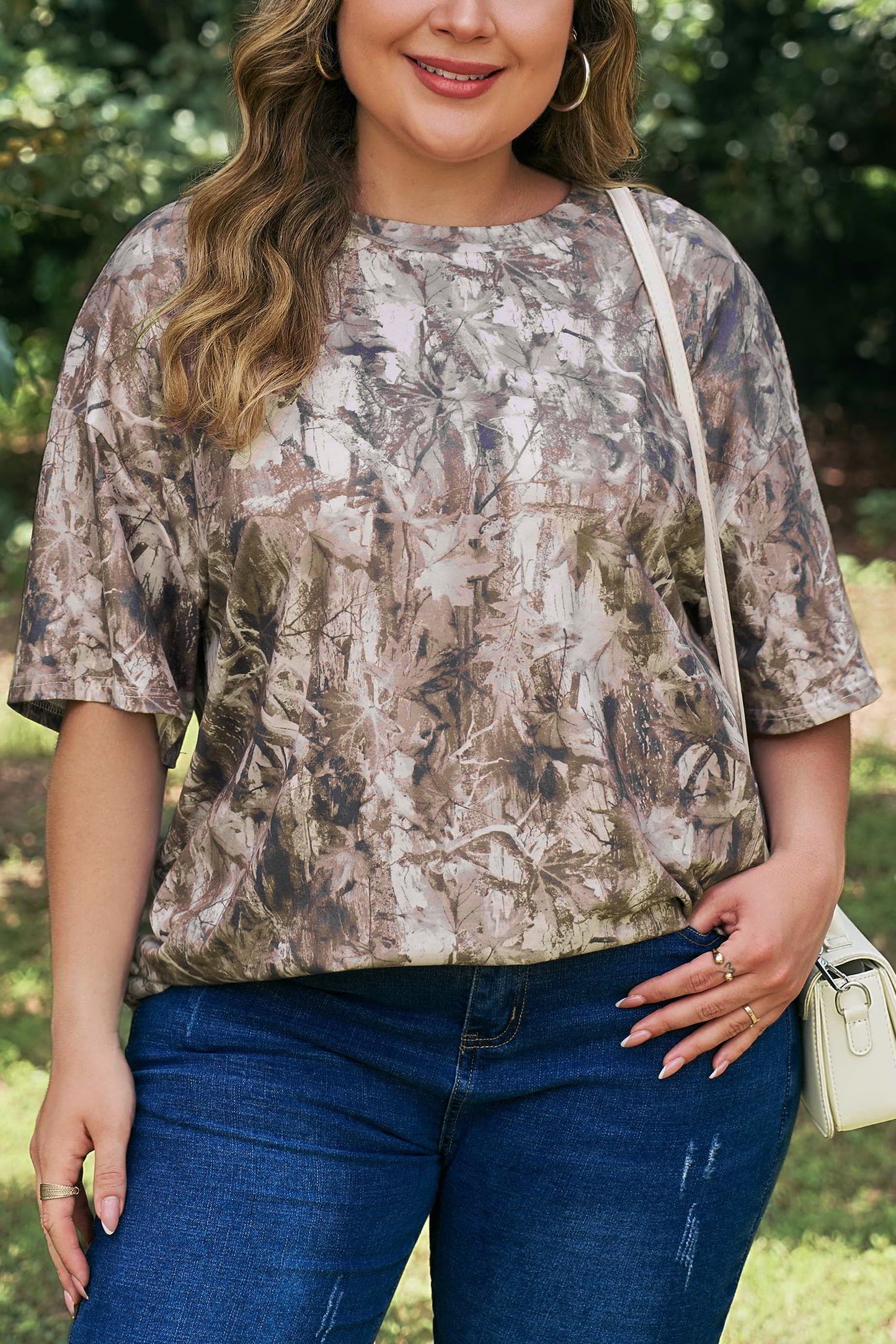 Plus Size Woodland Camo Short Sleeve T-Shirt