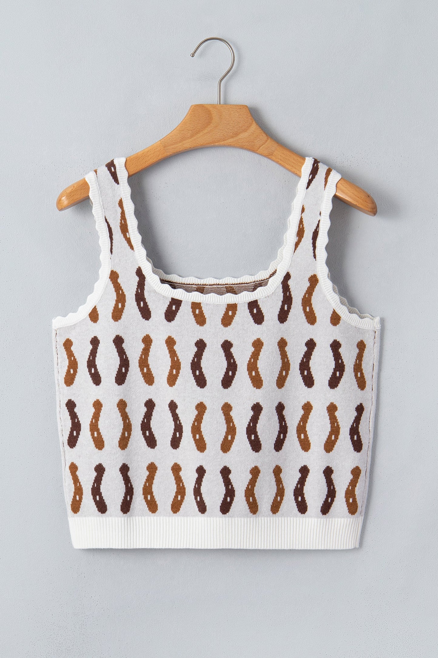 Western Horseshoe Scalloped Sleeveless Sweater Top