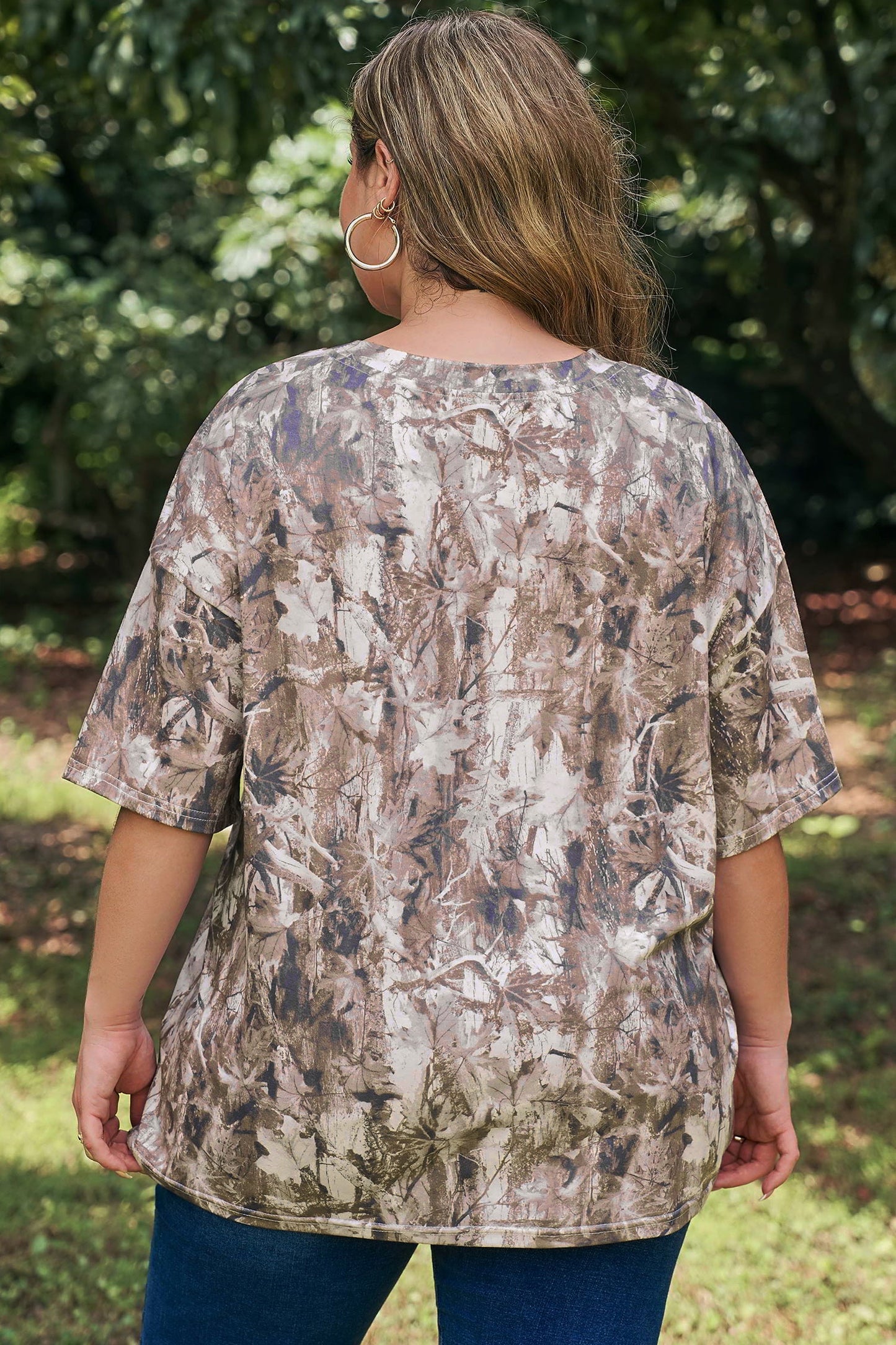Plus Size Woodland Camo Short Sleeve T-Shirt
