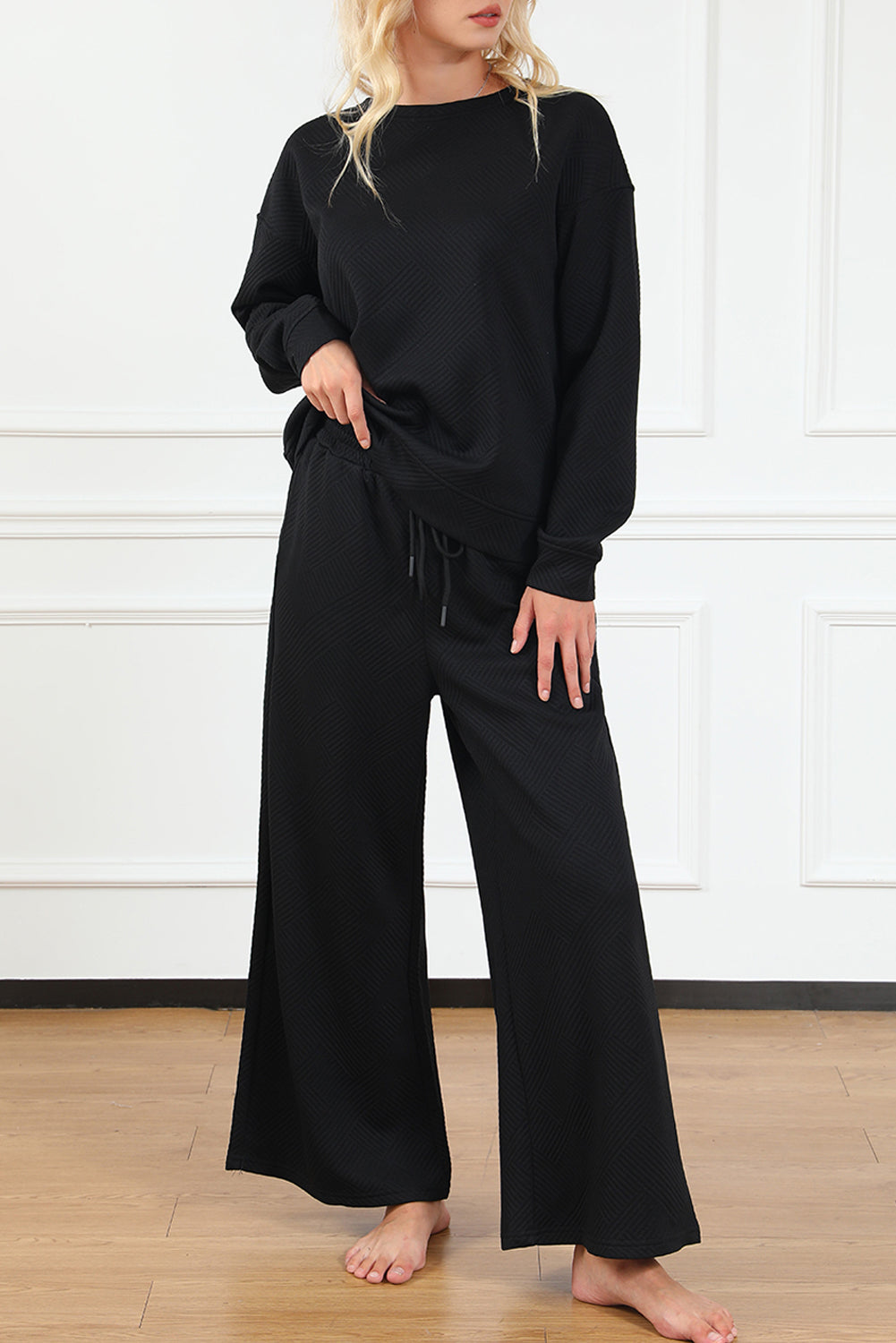 Textured Top and Pants Set