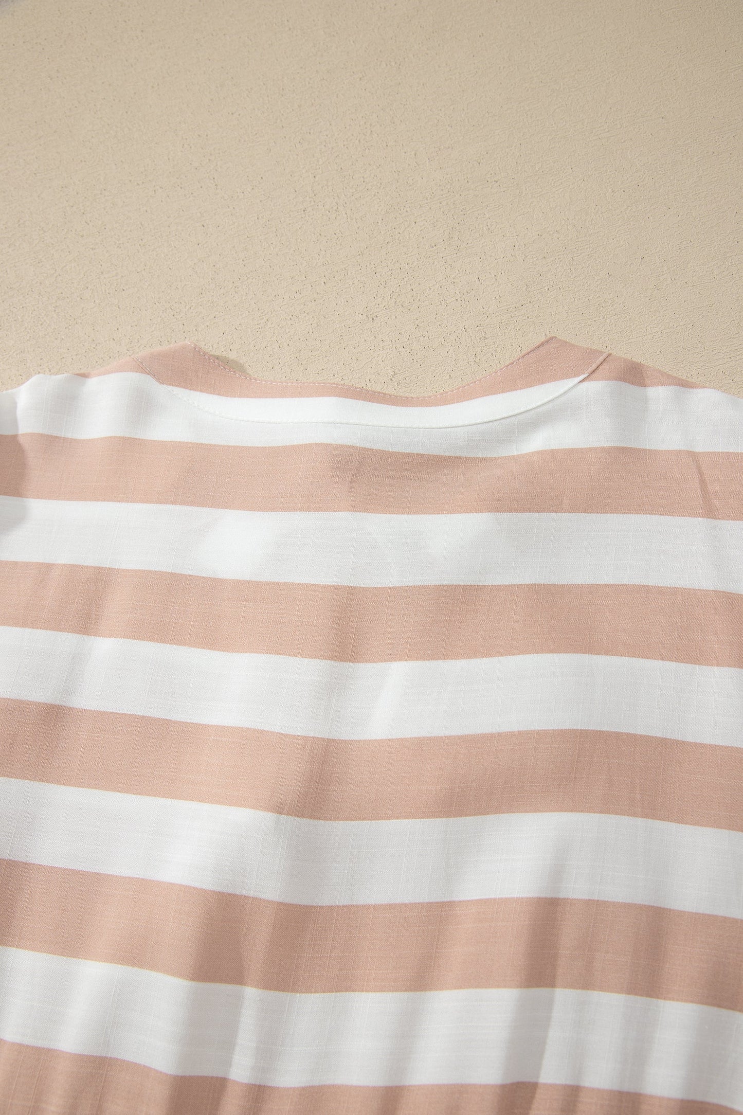 Stripe Tie V-Neck Ruffle Trim Mini Dress