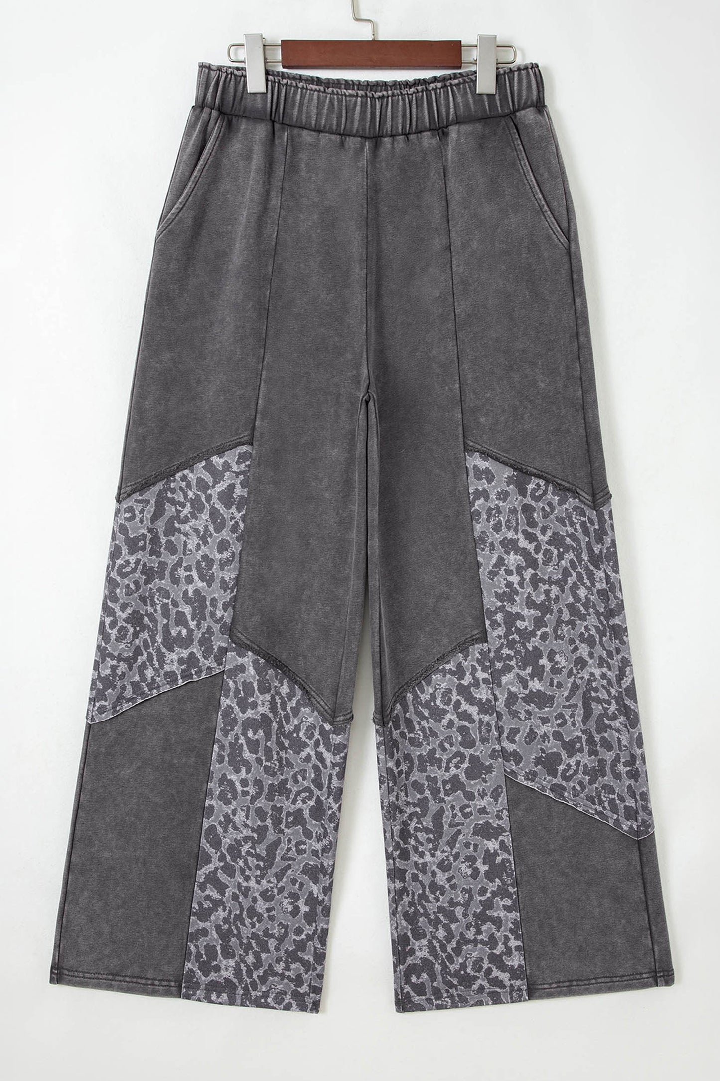 Leopard Patchwork Mineral Wash High Waist Pants